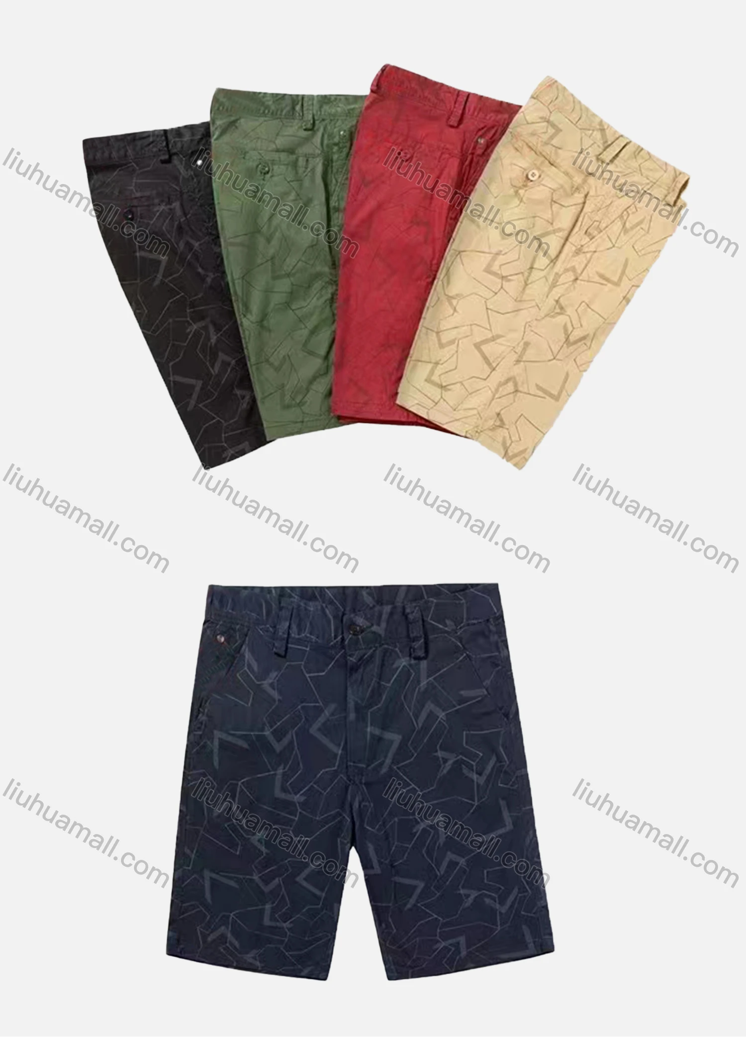 Wholesale Men's Casual Allover Print Multiple Pockets Shorts 63751# - Liuhuamall