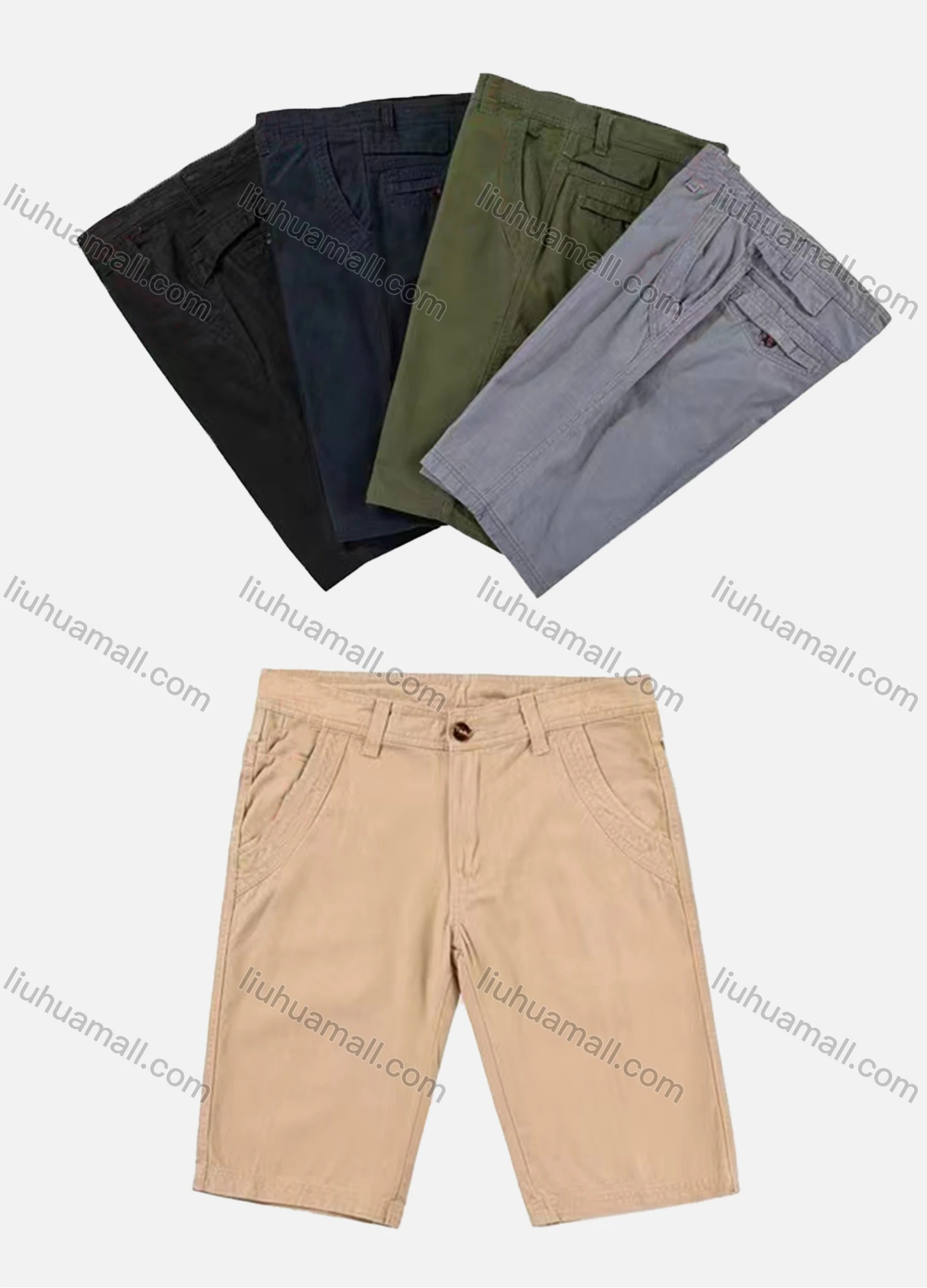 Wholesale Men's Casual Plain Multiple Pockets Shorts 66051# - Liuhuamall