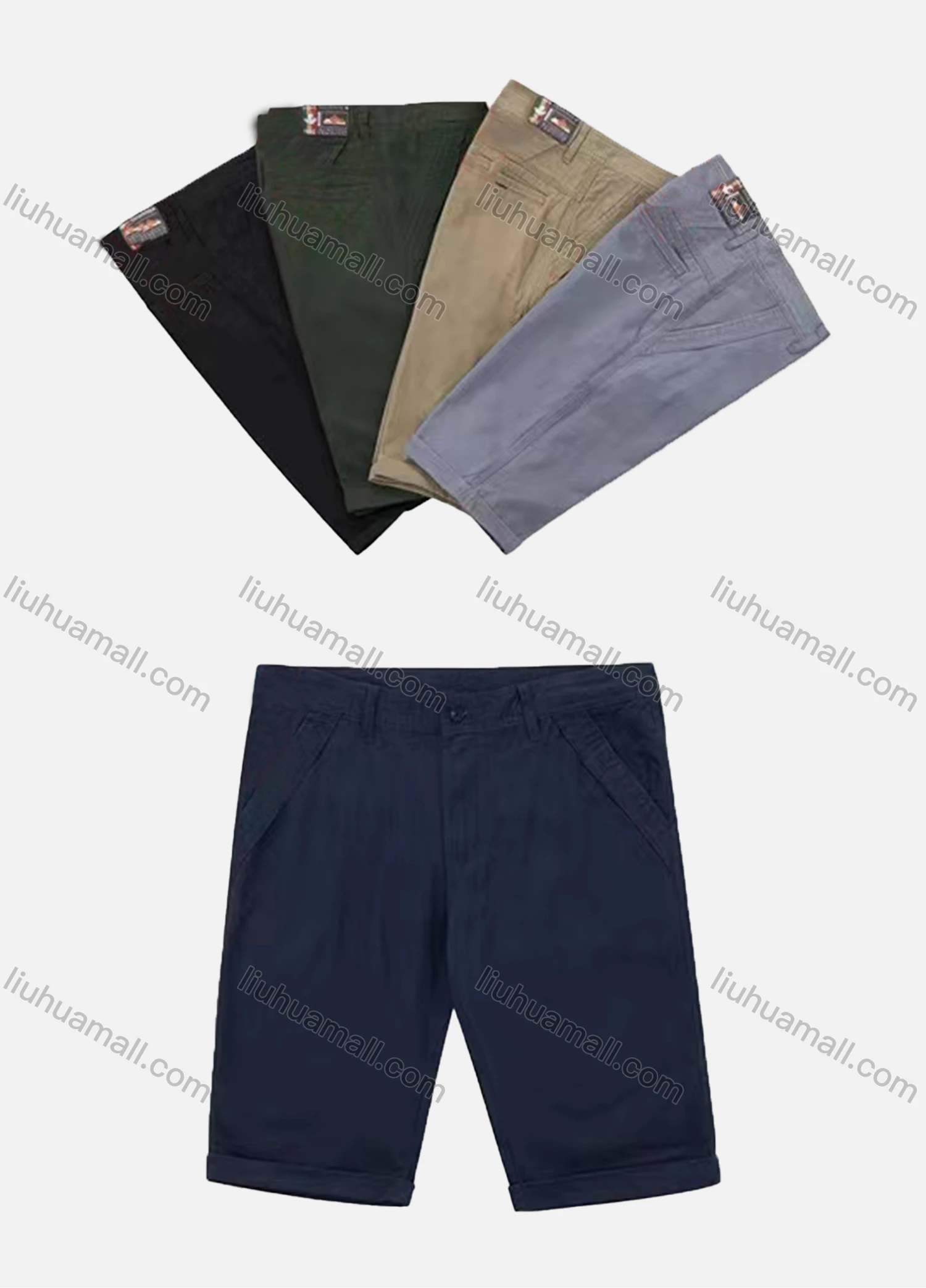 Wholesale Men's Casual Plain Multiple Pockets Shorts 67052# - Liuhuamall