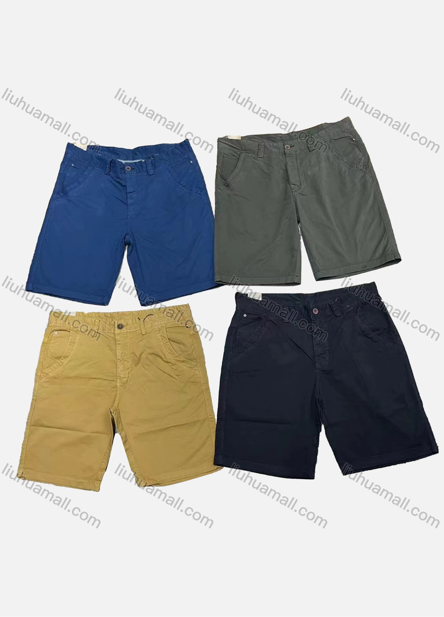 Wholesale Men's Casual Plain Patch Pocket Shorts M5021# - Liuhuamall