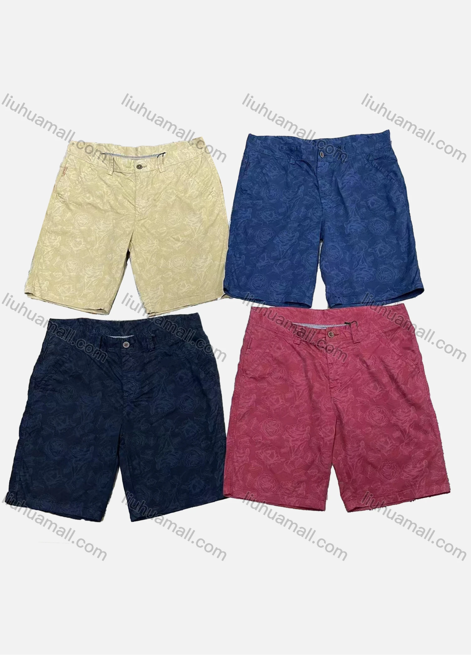 Wholesale Men's Casual Allover Print Patch Pocket Shorts M5061# - Liuhuamall