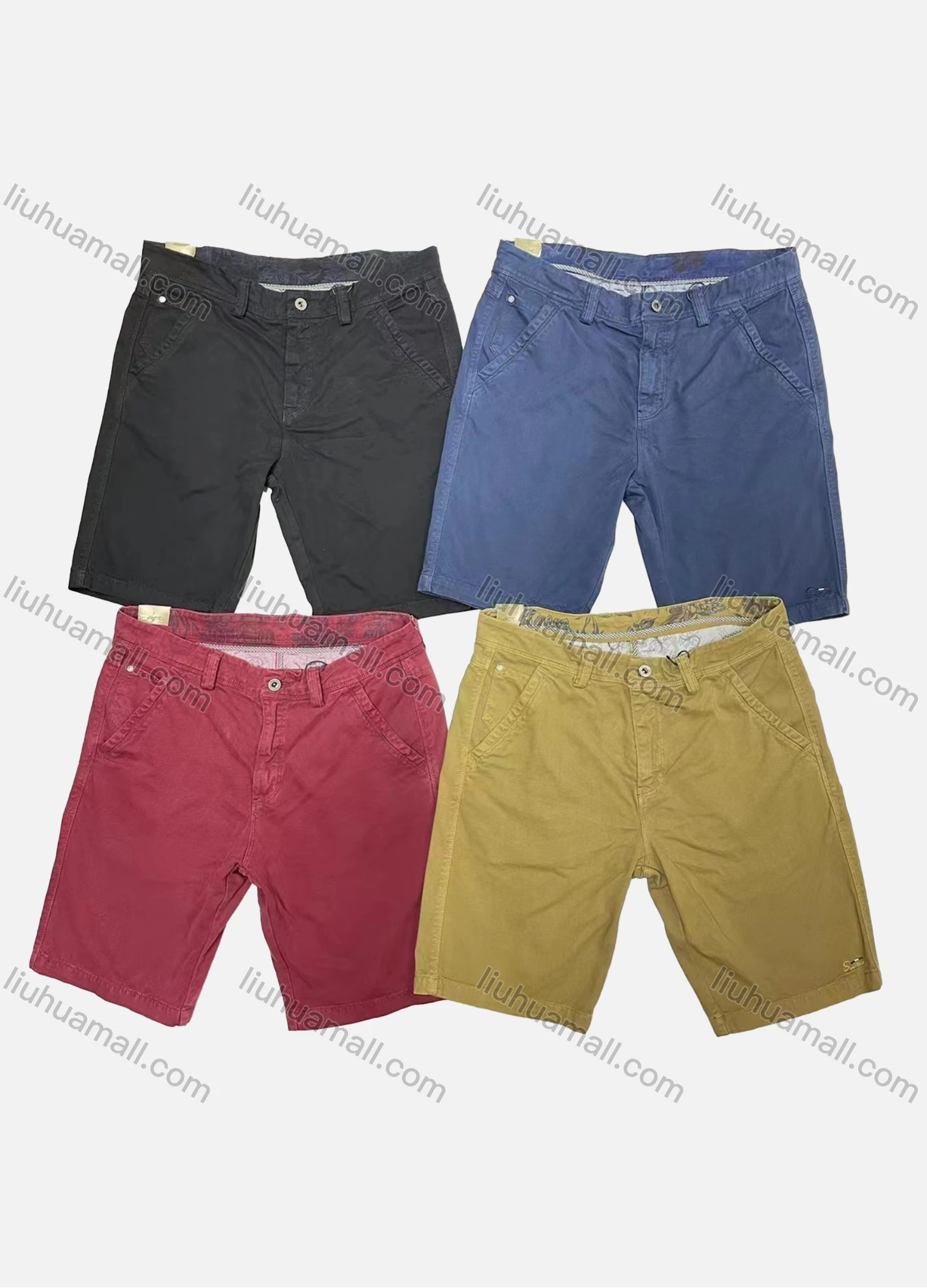Wholesale Men's Casual Plain Patch Pocket Shorts M5072# - Liuhuamall