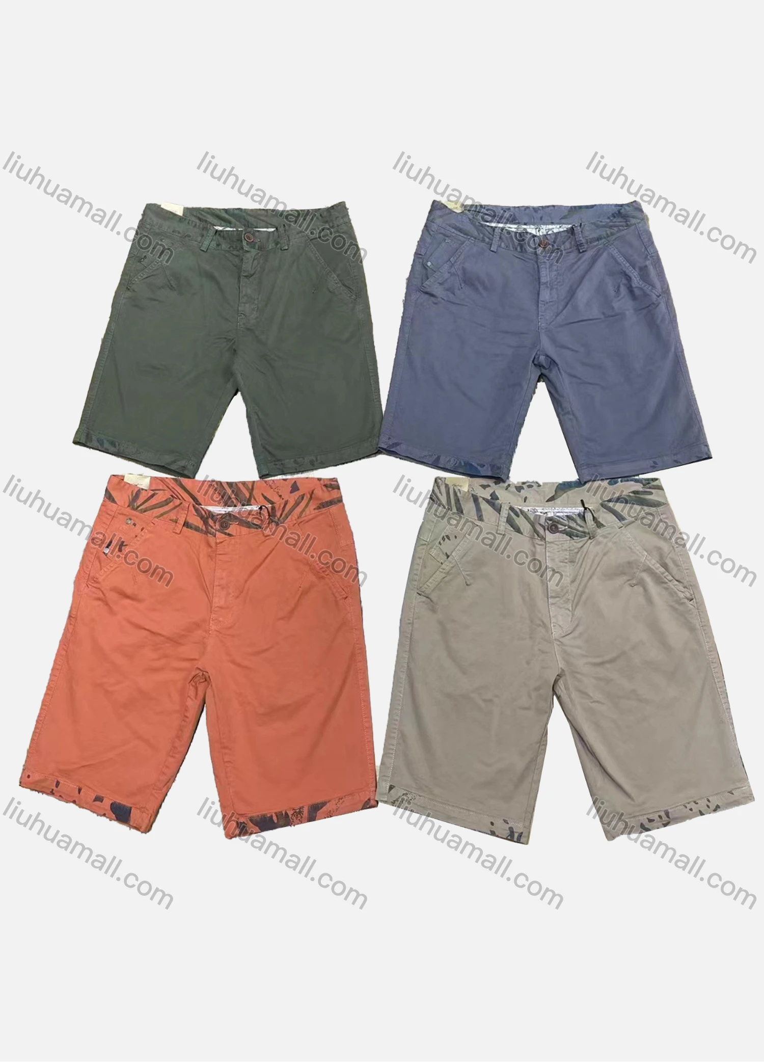 Wholesale Men's Casual Plain Splicing Patch Pocket Shorts M5102# - Liuhuamall