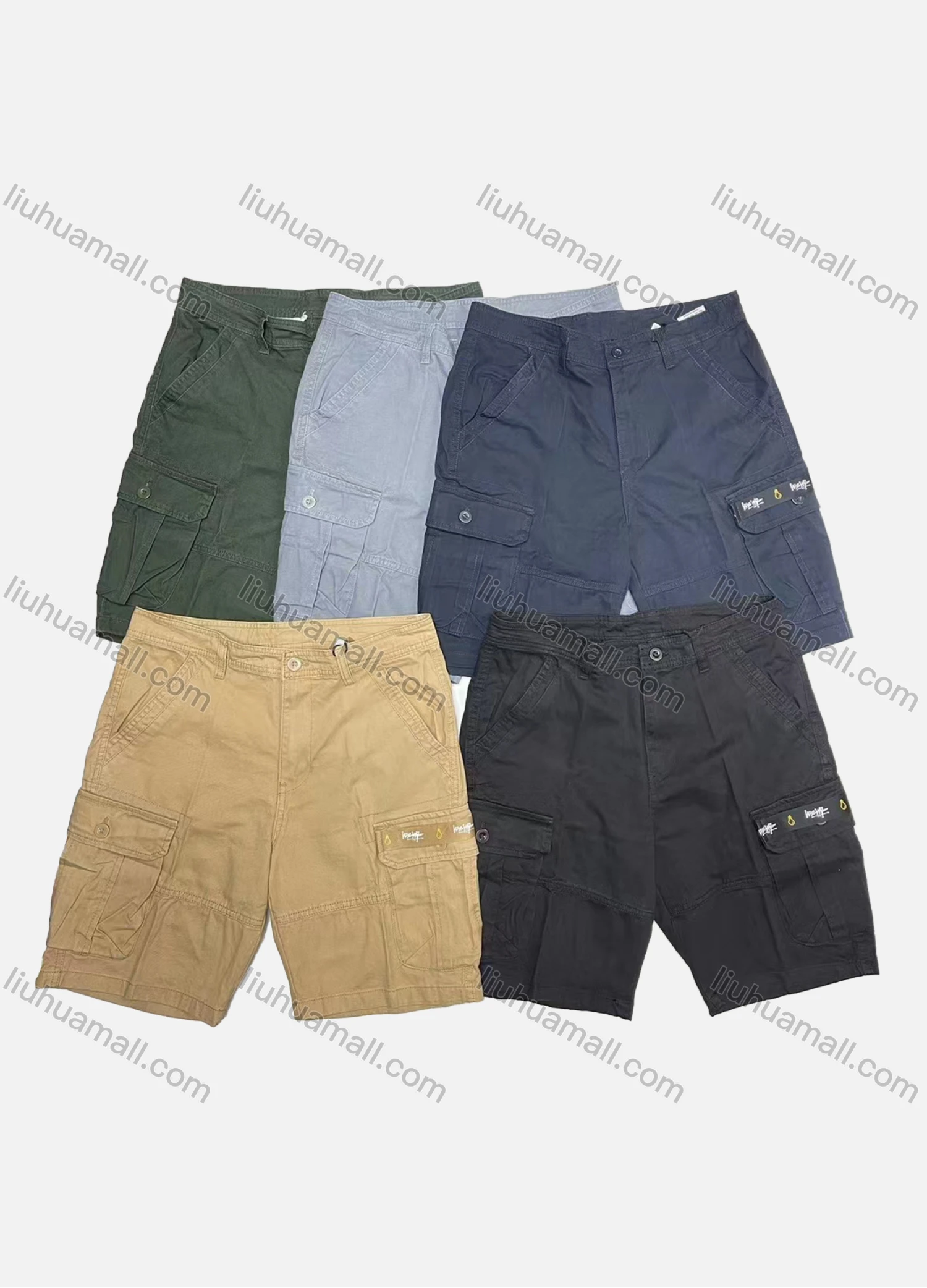 Wholesale Men's Casual Plain Multiple Flap Pockets Shorts 26602# - Liuhuamall