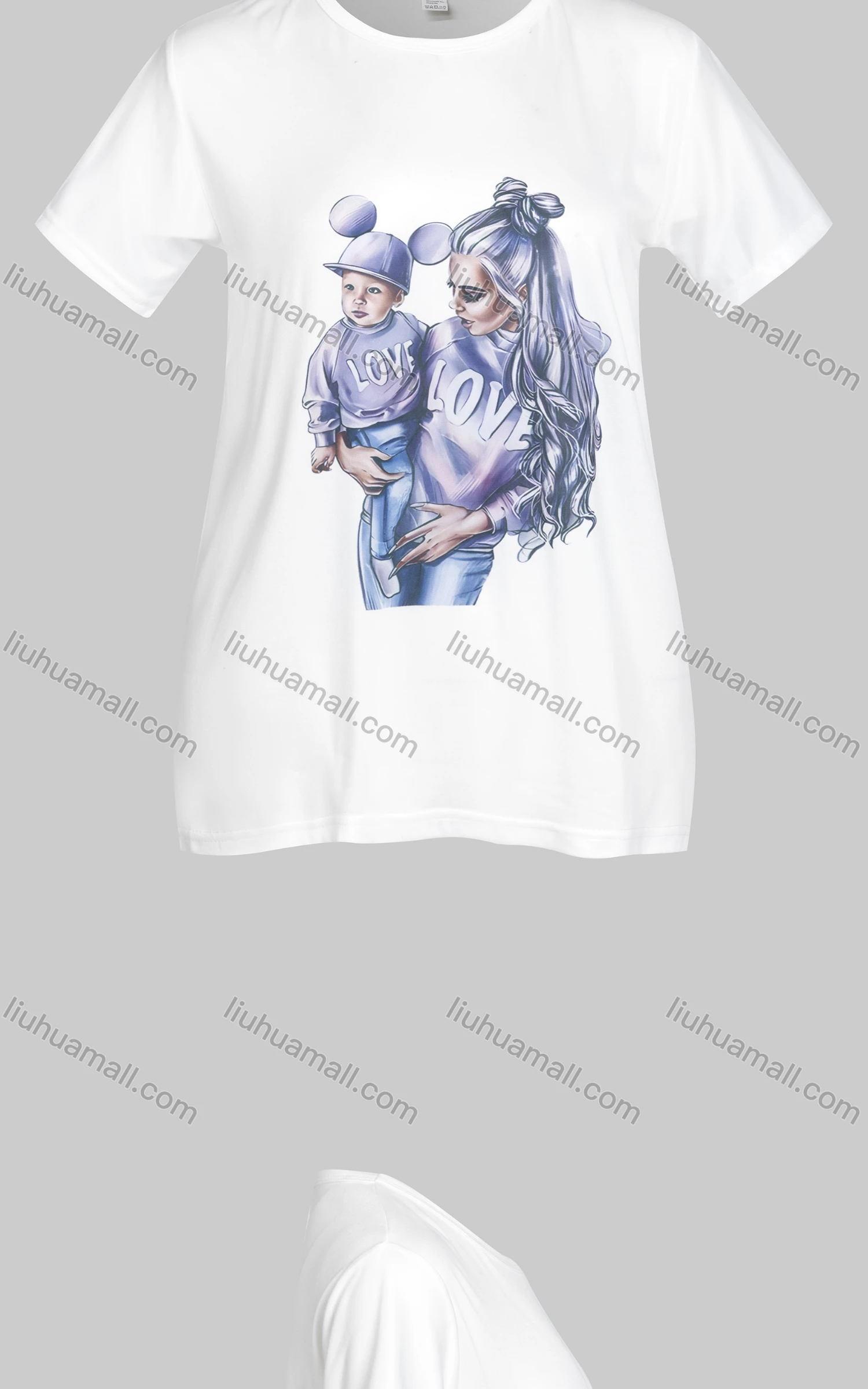 Wholesale Women's Basic Crew Neck Short Sleeve Figure Print T-shirt - Liuhuamall