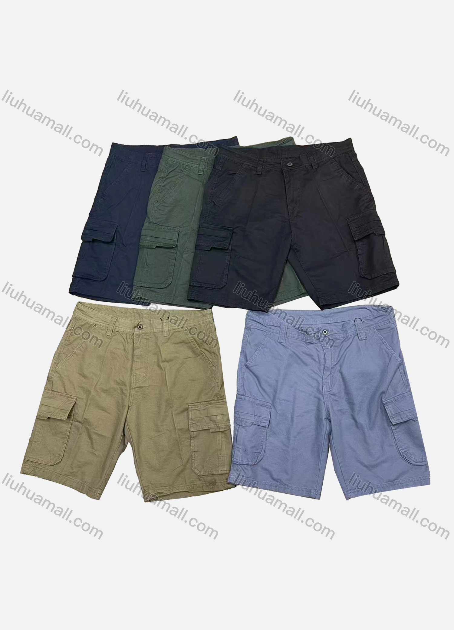 Wholesale Men's Casual Plain Multiple Pockets Shorts 27351# - Liuhuamall