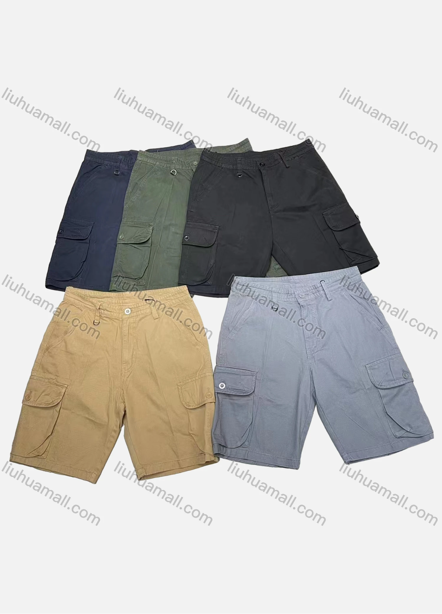 Wholesale Men's Casual Plain Multiple Pockets Shorts 28401# - Liuhuamall