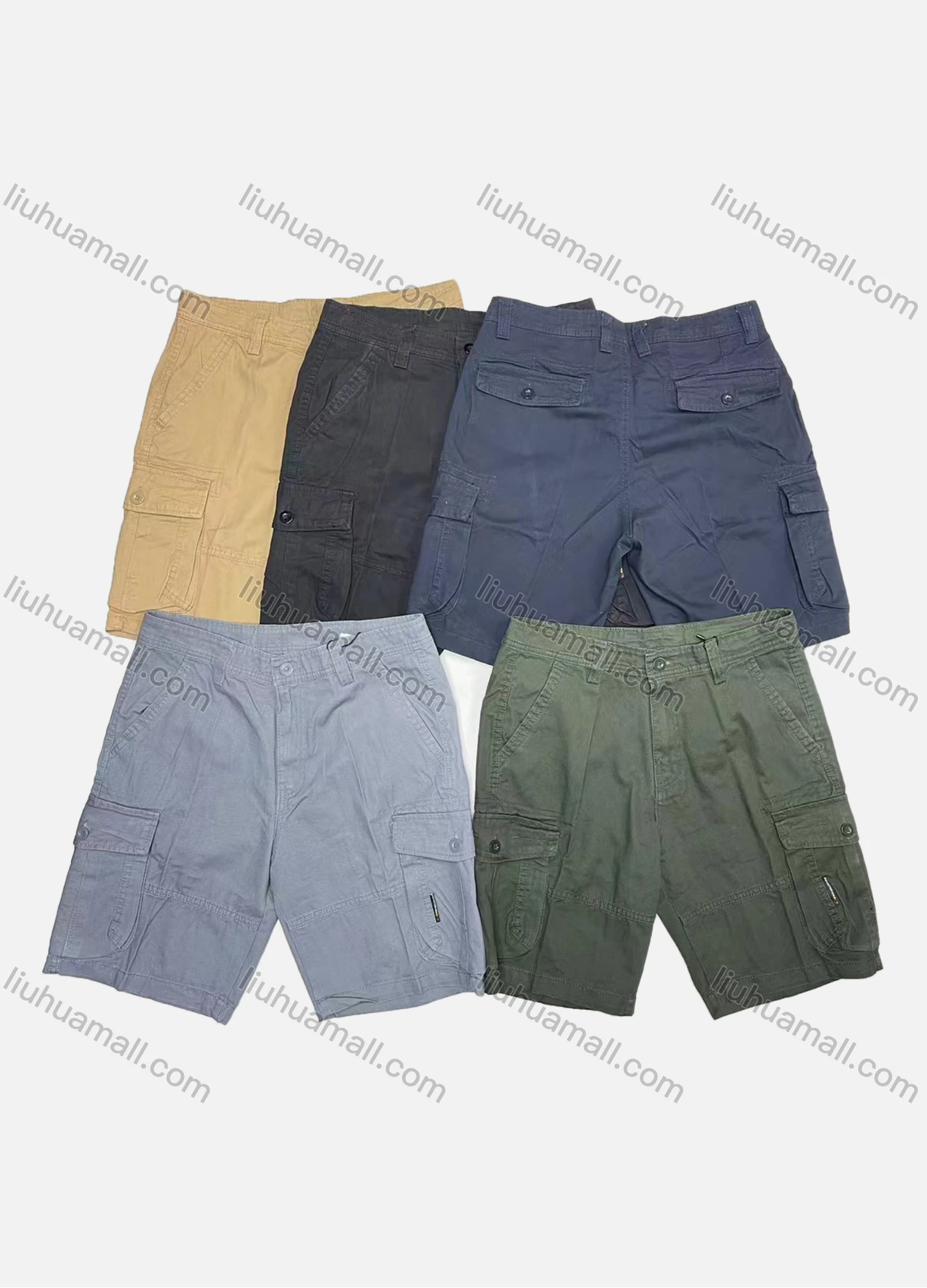 Wholesale Men's Casual Plain Multiple Pockets Shorts 28402# - Liuhuamall