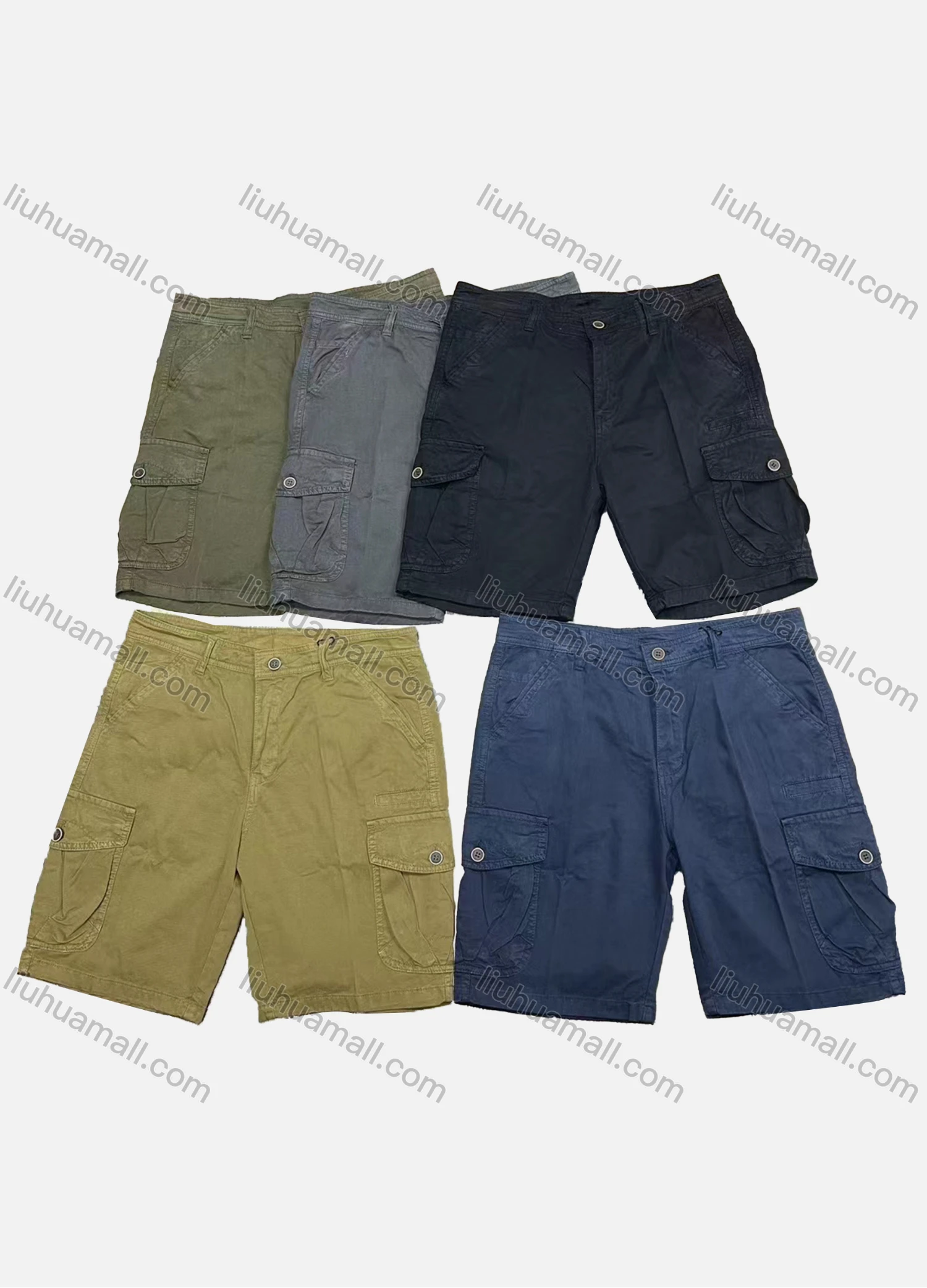 Wholesale Men's Casual Plain Multiple Pockets Shorts 28551# - Liuhuamall