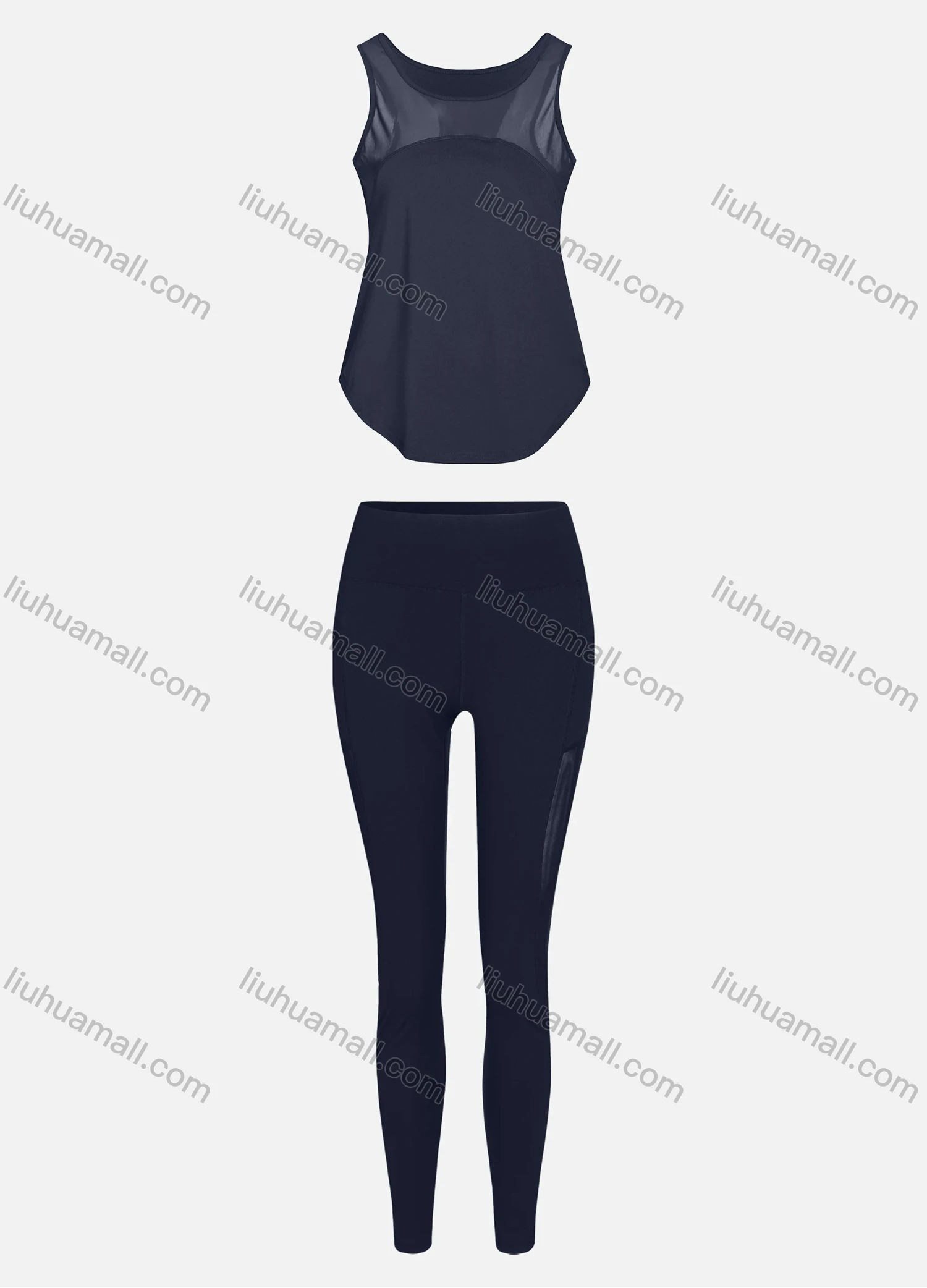 Wholesale Women's Sporty Breathable Mesh Quick Dry Letter Tank Top & Seamless Leggings 2 Piece Yoga Workout Outfits 1009#&1017# - Liuhuamall