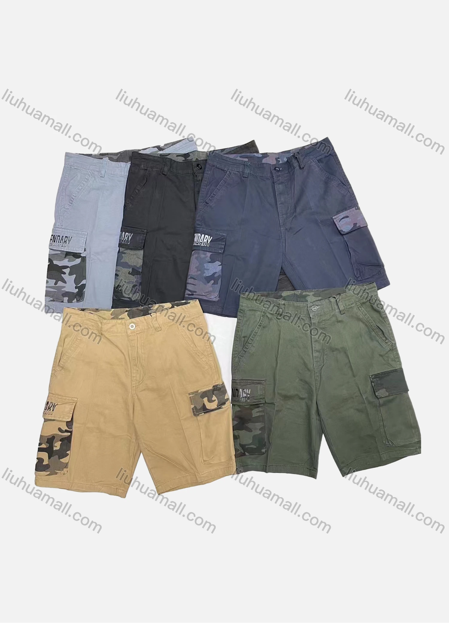 Wholesale Men's Casual Plain Camouflage Pockets Shorts 29601# - Liuhuamall