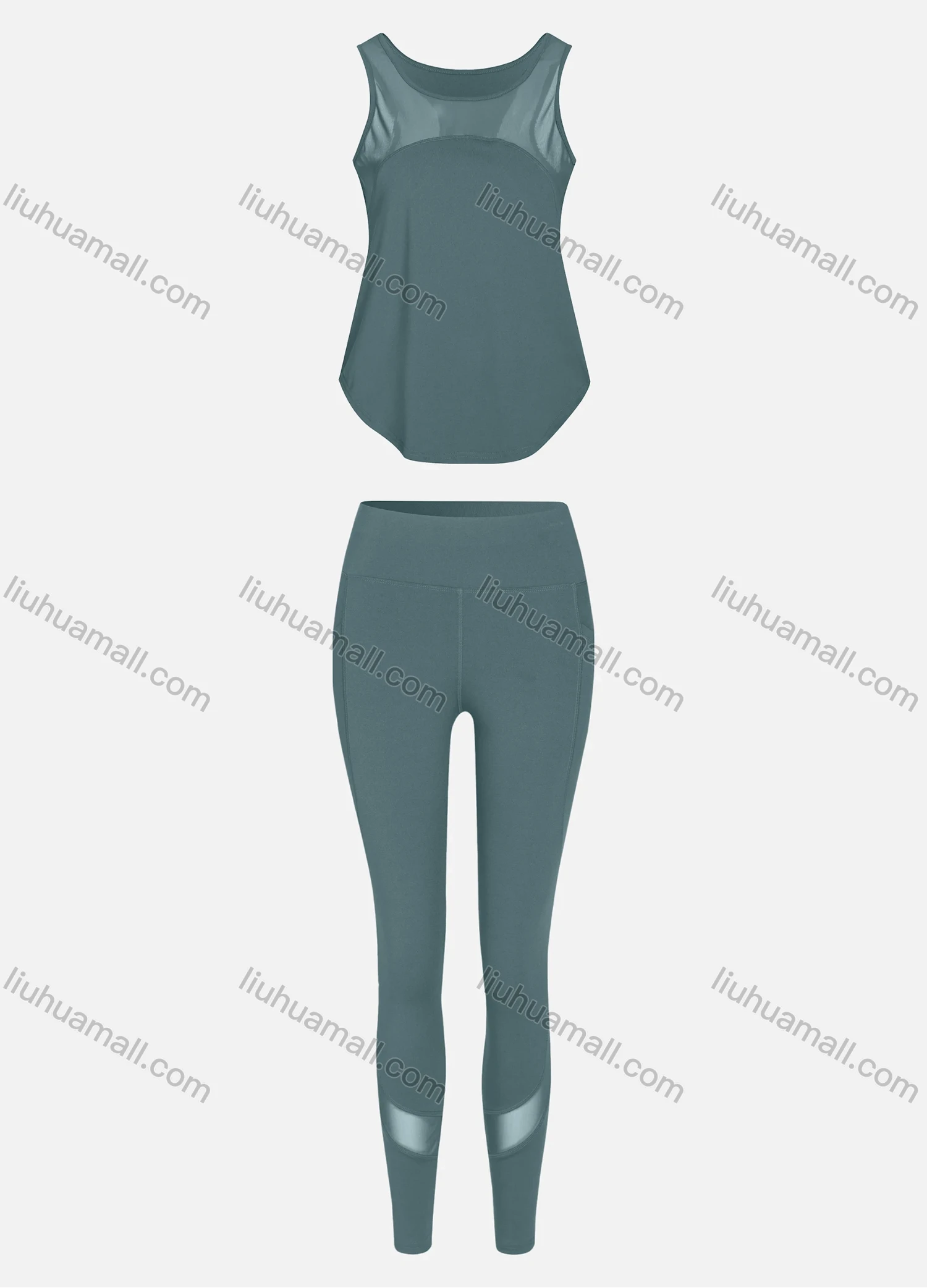 Wholesale Women's Sporty Breathable Mesh Quick Dry Letter Tank Top & Seamless Leggings 2 Piece Yoga Workout Outfits 1007#&1017# - Liuhuamall