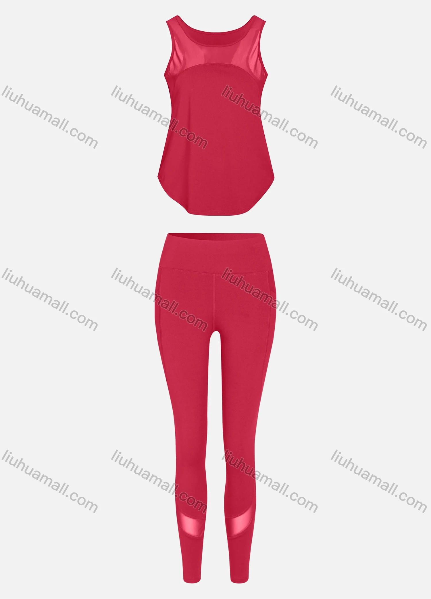 Wholesale Women's Sporty Breathable Mesh Quick Dry Letter Tank Top & Seamless Leggings 2 Piece Yoga Workout Outfits 1007#&1017# - Liuhuamall