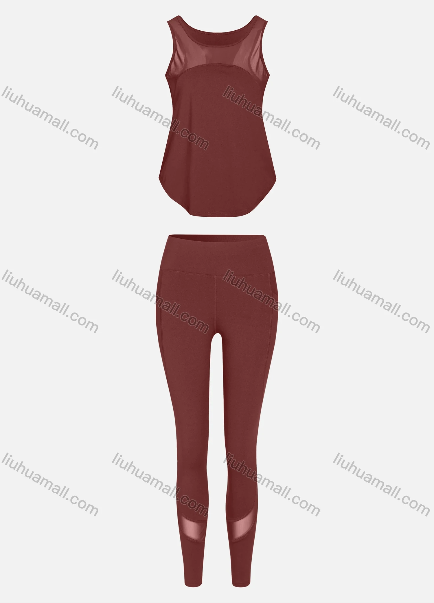 Wholesale Women's Sporty Breathable Mesh Quick Dry Letter Tank Top & Seamless Leggings 2 Piece Yoga Workout Outfits 1007#&1017# - Liuhuamall