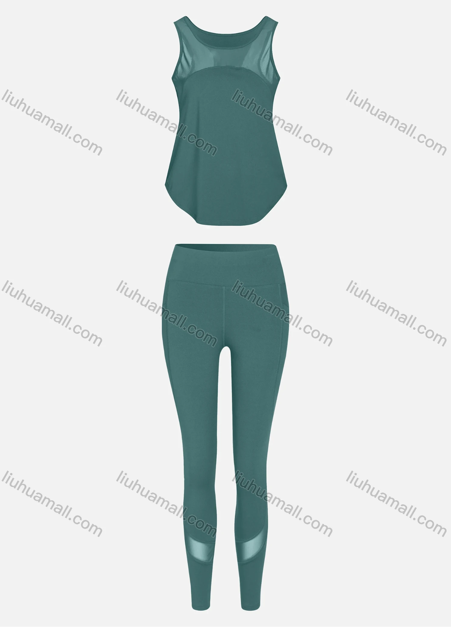 Wholesale Women's Sporty Breathable Mesh Quick Dry Letter Tank Top & Seamless Leggings 2 Piece Yoga Workout Outfits 1007#&1017# - Liuhuamall