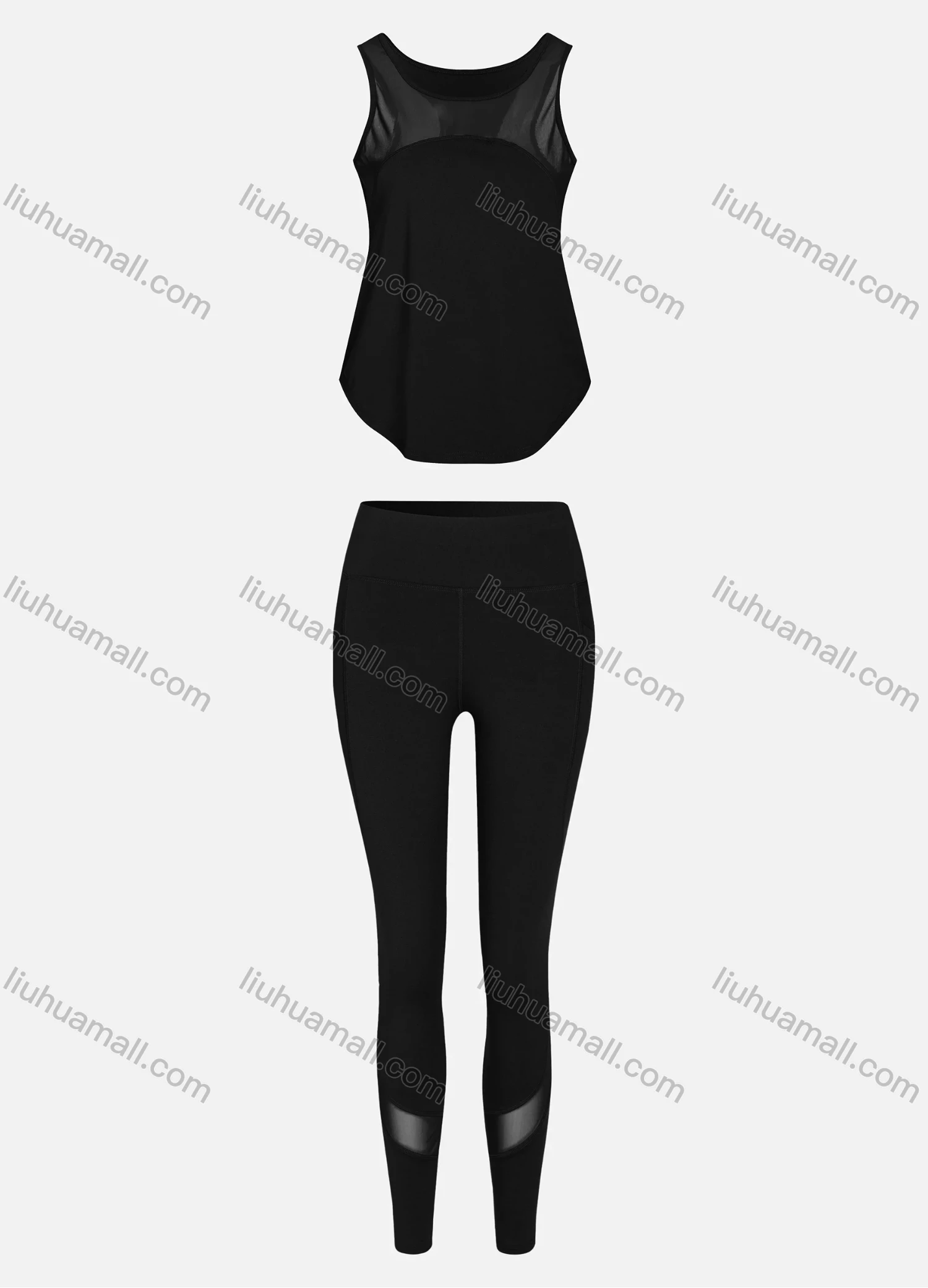 Wholesale Women's Sporty Breathable Mesh Quick Dry Letter Tank Top & Seamless Leggings 2 Piece Yoga Workout Outfits 1007#&1017# - Liuhuamall