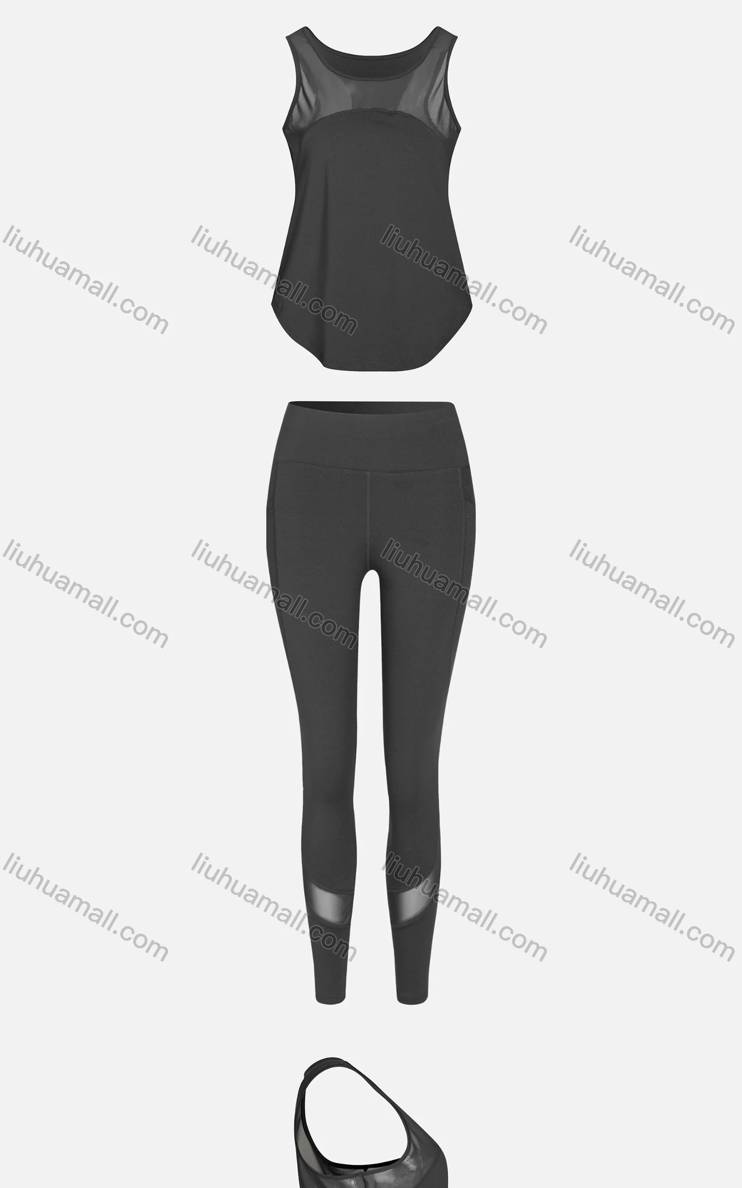 Wholesale Women's Sporty Breathable Mesh Quick Dry Letter Tank Top & Seamless Leggings 2 Piece Yoga Workout Outfits 1007#&1017# - Liuhuamall