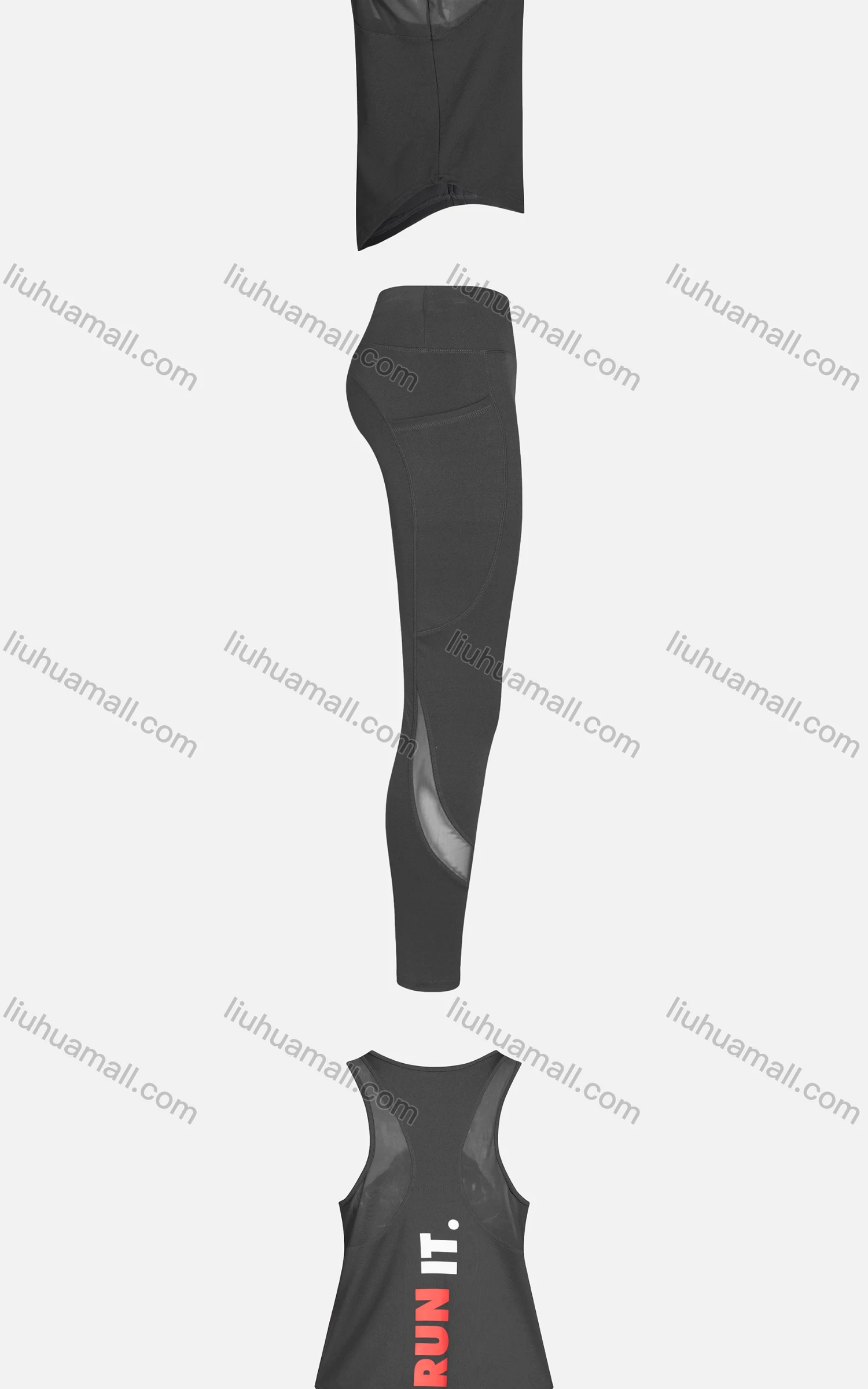 Wholesale Women's Sporty Breathable Mesh Quick Dry Letter Tank Top & Seamless Leggings 2 Piece Yoga Workout Outfits 1007#&1017# - Liuhuamall