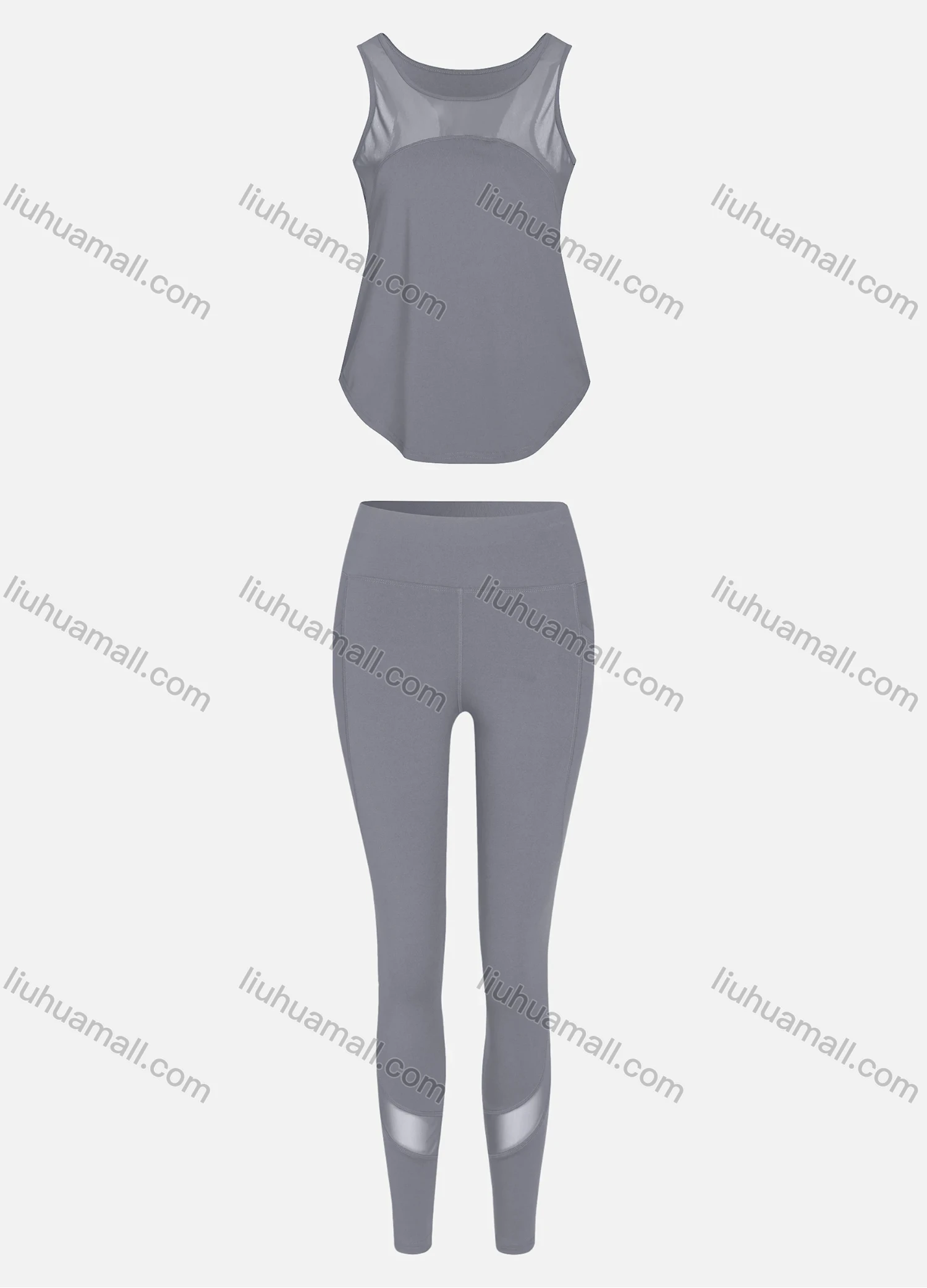 Wholesale Women's Sporty Breathable Mesh Quick Dry Letter Tank Top & Seamless Leggings 2 Piece Yoga Workout Outfits 1007#&1017# - Liuhuamall