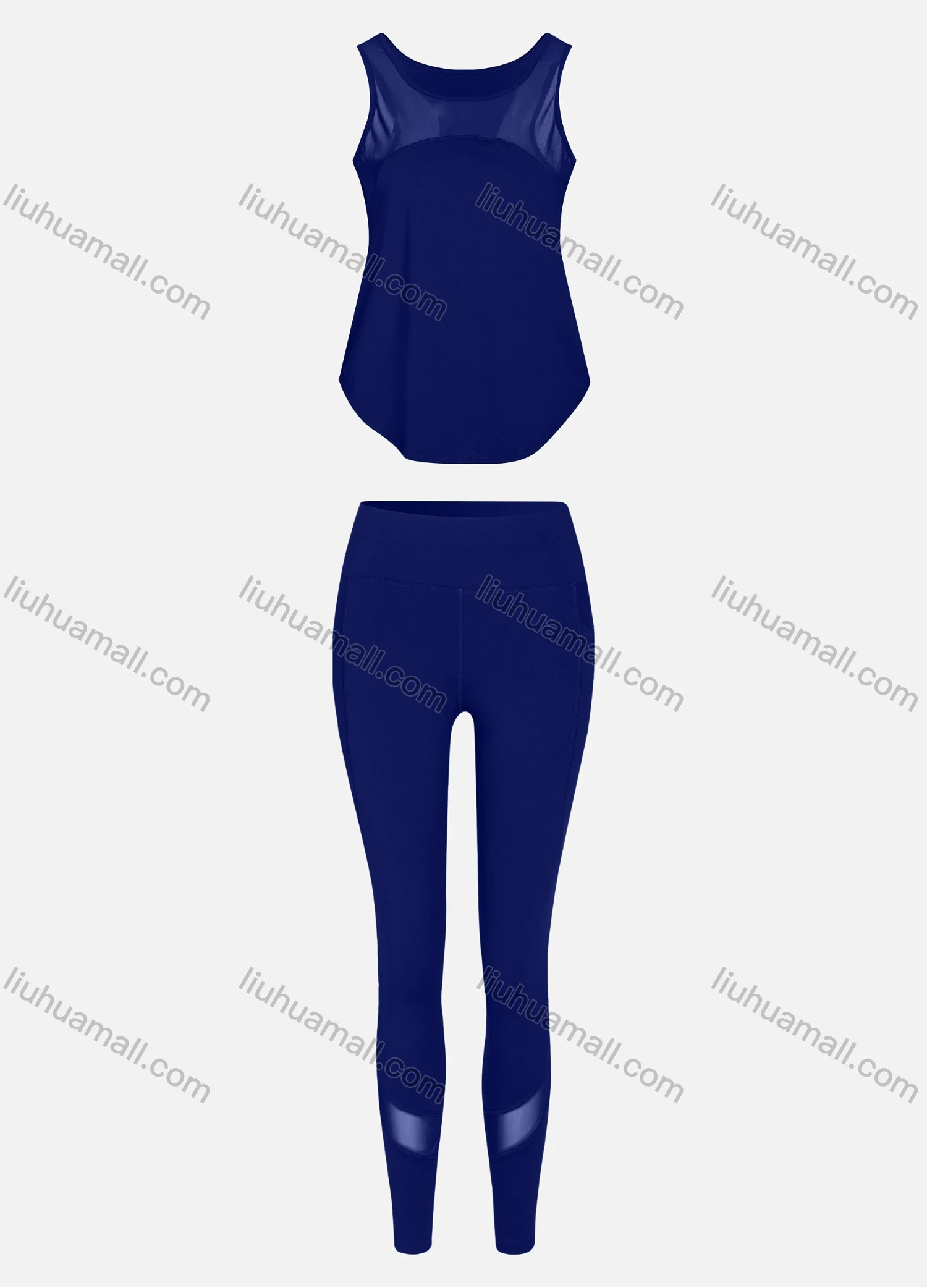 Wholesale Women's Sporty Breathable Mesh Quick Dry Letter Tank Top & Seamless Leggings 2 Piece Yoga Workout Outfits 1007#&1017# - Liuhuamall