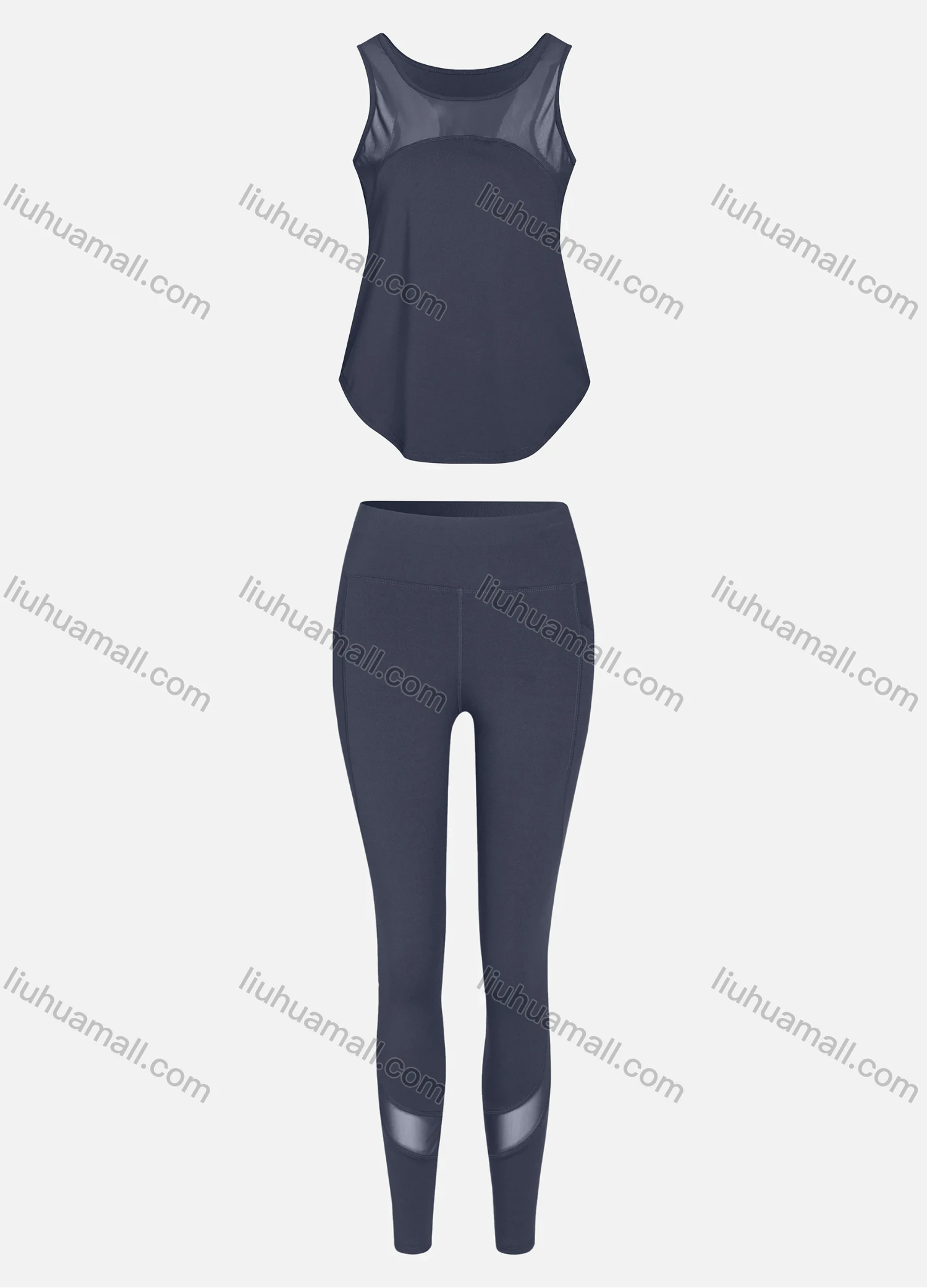 Wholesale Women's Sporty Breathable Mesh Quick Dry Letter Tank Top & Seamless Leggings 2 Piece Yoga Workout Outfits 1007#&1017# - Liuhuamall