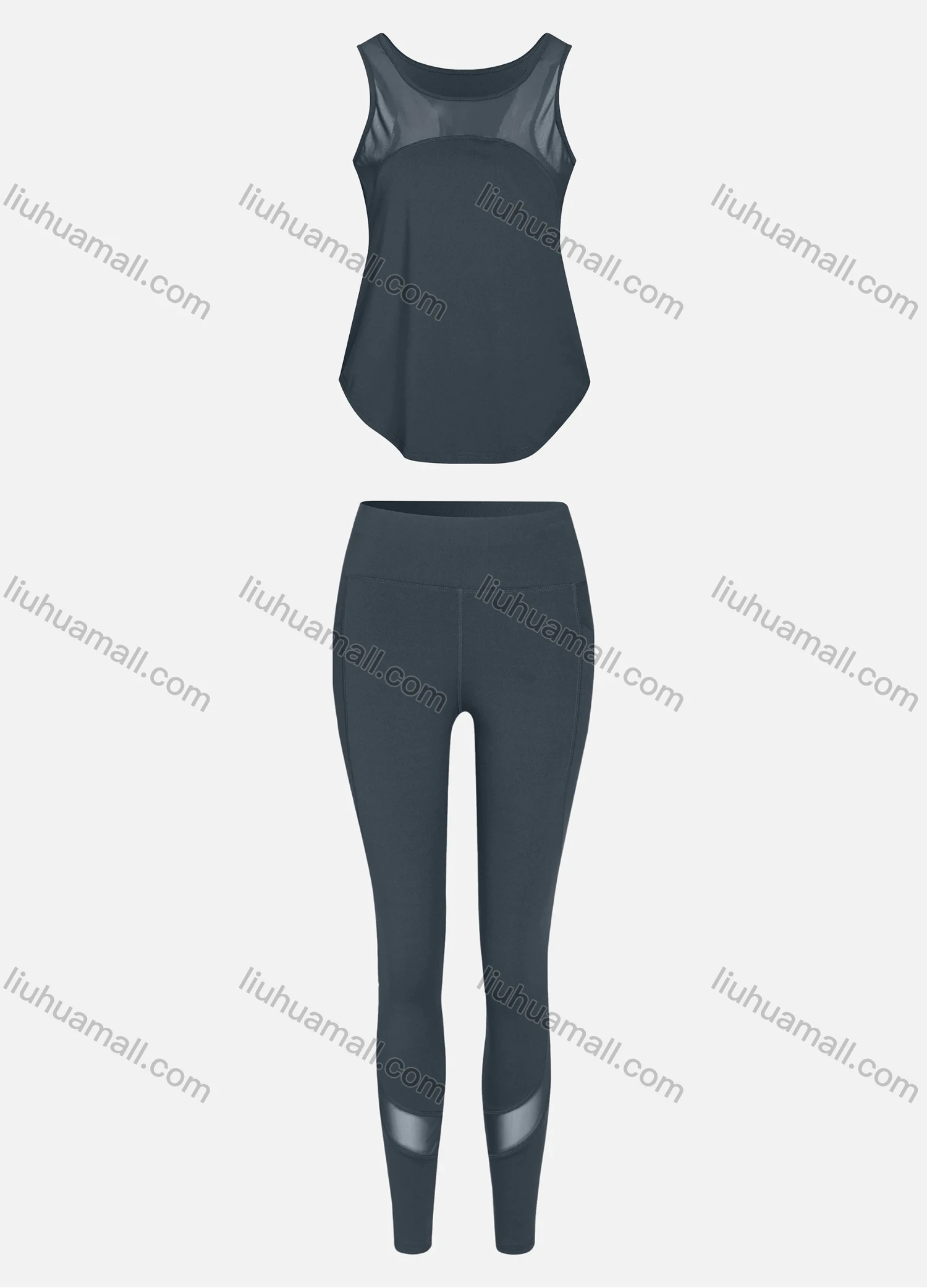 Wholesale Women's Sporty Breathable Mesh Quick Dry Letter Tank Top & Seamless Leggings 2 Piece Yoga Workout Outfits 1007#&1017# - Liuhuamall