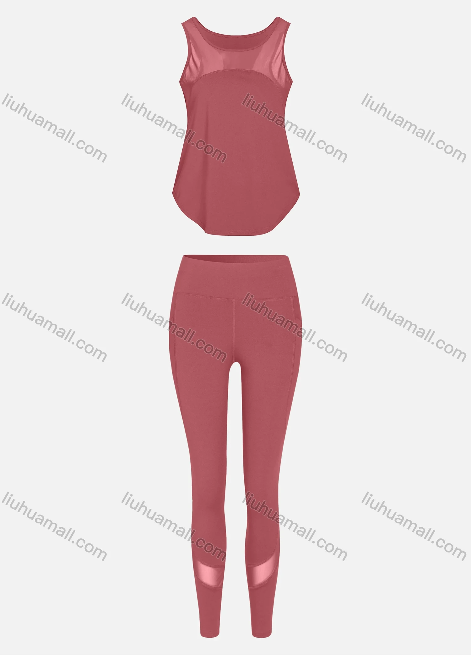 Wholesale Women's Sporty Breathable Mesh Quick Dry Letter Tank Top & Seamless Leggings 2 Piece Yoga Workout Outfits 1007#&1017# - Liuhuamall