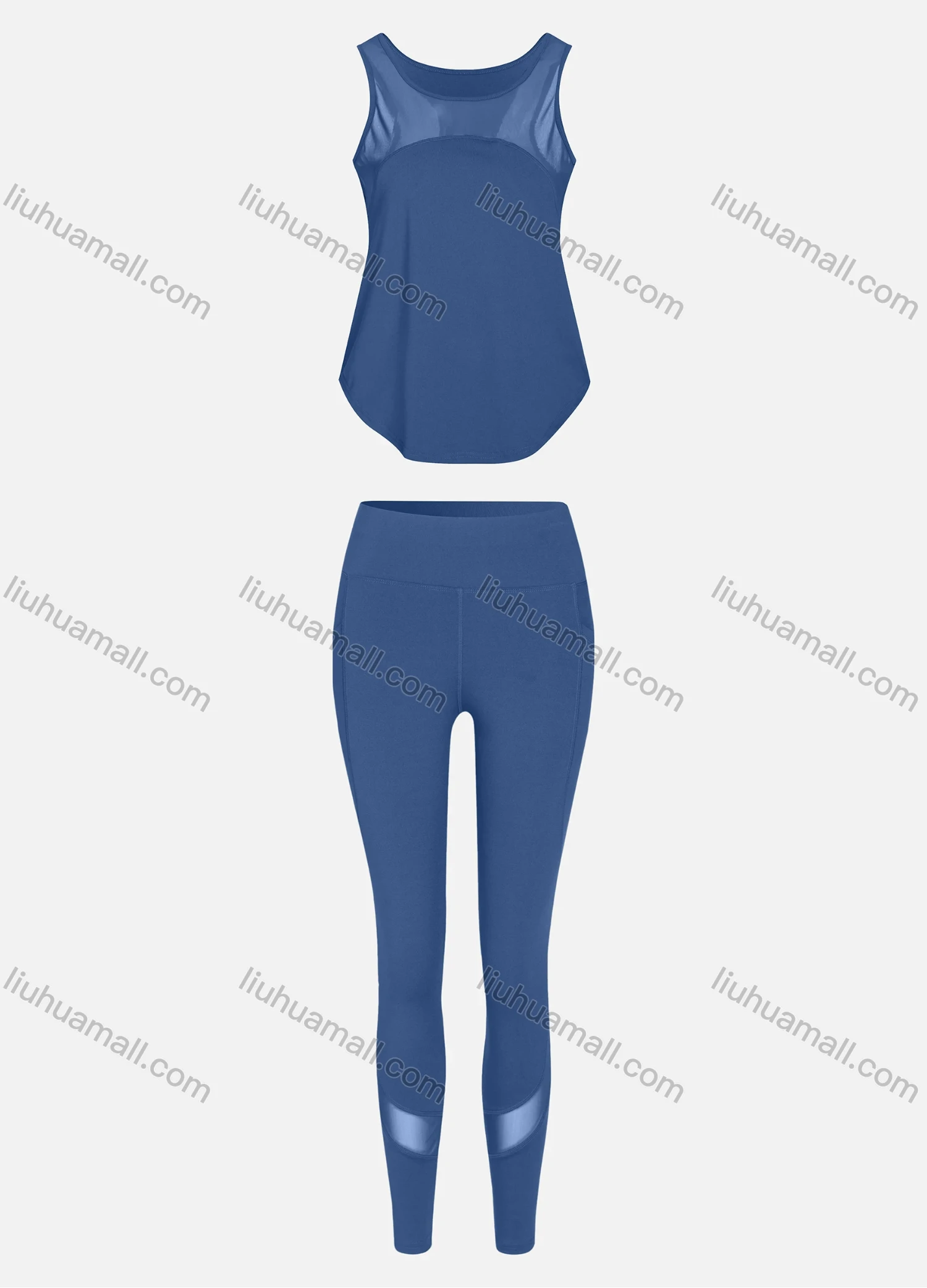 Wholesale Women's Sporty Breathable Mesh Quick Dry Letter Tank Top & Seamless Leggings 2 Piece Yoga Workout Outfits 1007#&1017# - Liuhuamall