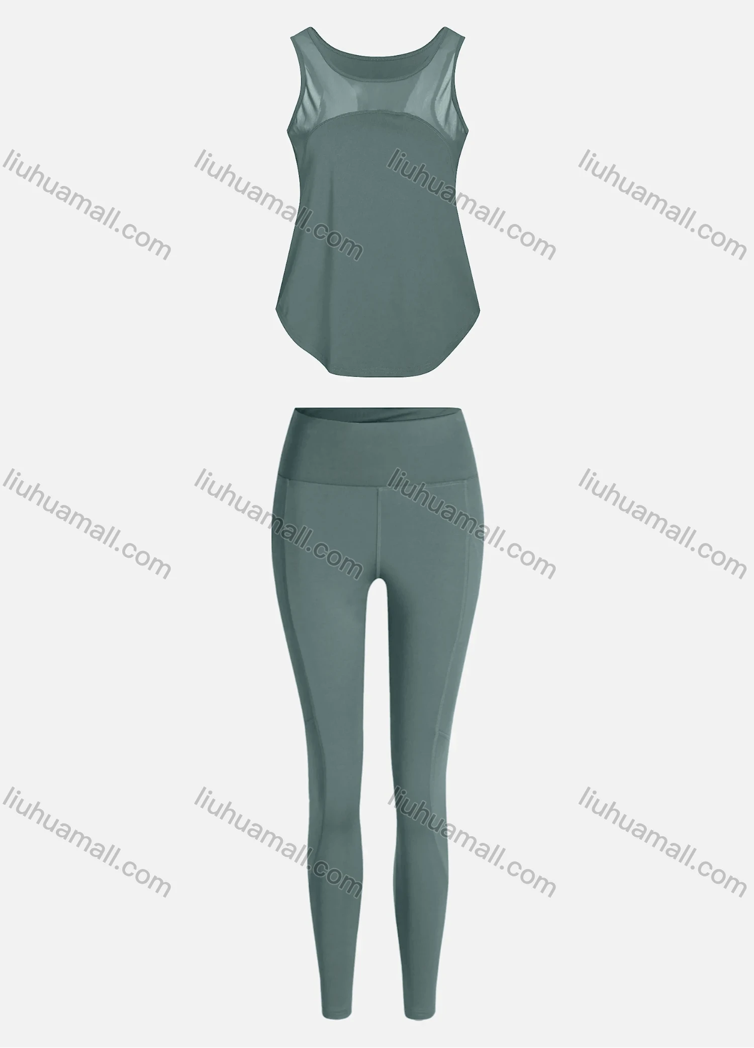 Wholesale Women's Sporty Breathable Mesh Quick Dry Letter Tank Top & Seamless Leggings 2 Piece Yoga Workout Outfits 1008#&1017# - Liuhuamall