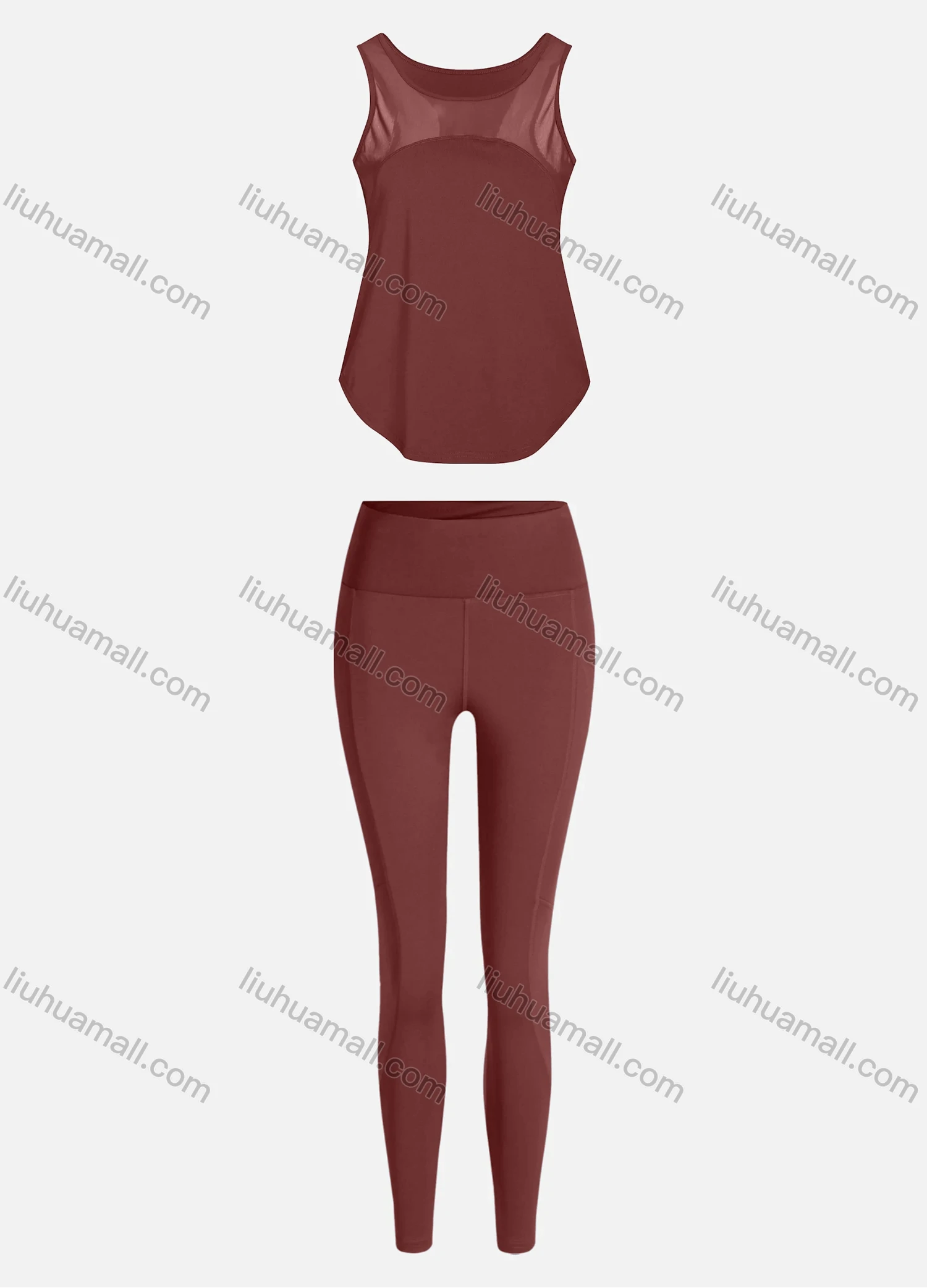 Wholesale Women's Sporty Breathable Mesh Quick Dry Letter Tank Top & Seamless Leggings 2 Piece Yoga Workout Outfits 1008#&1017# - Liuhuamall