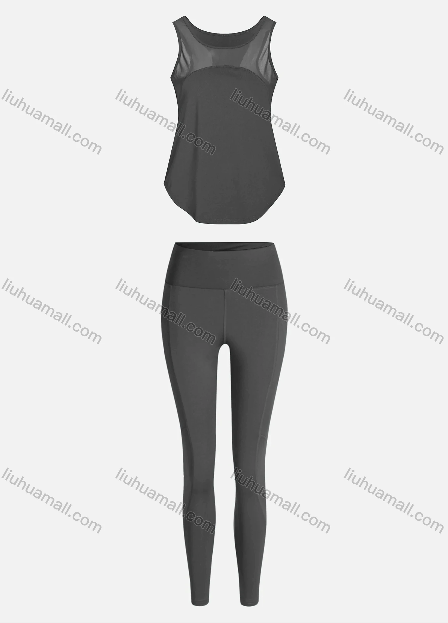 Wholesale Women's Sporty Breathable Mesh Quick Dry Letter Tank Top & Seamless Leggings 2 Piece Yoga Workout Outfits 1008#&1017# - Liuhuamall