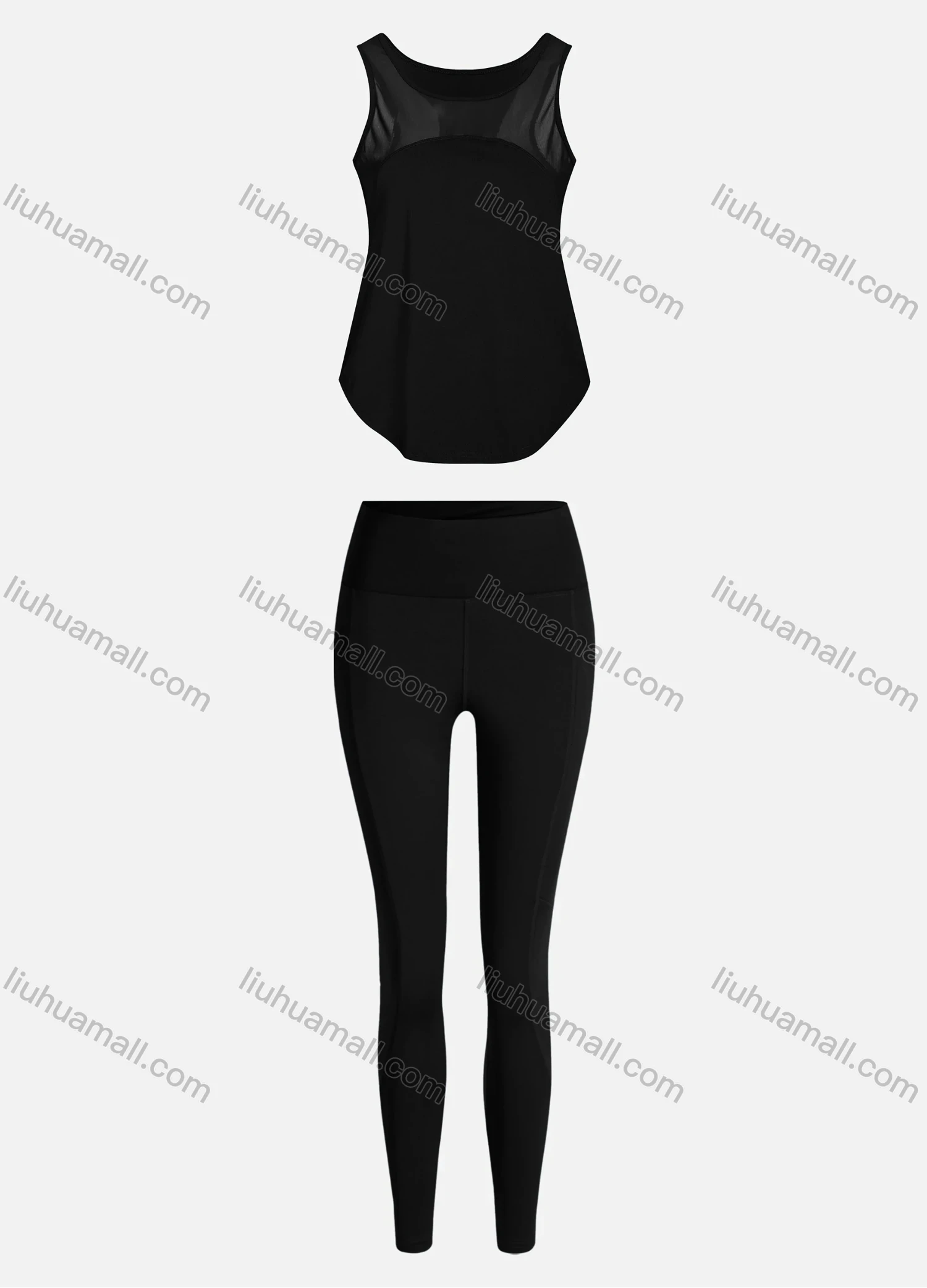 Wholesale Women's Sporty Breathable Mesh Quick Dry Letter Tank Top & Seamless Leggings 2 Piece Yoga Workout Outfits 1008#&1017# - Liuhuamall