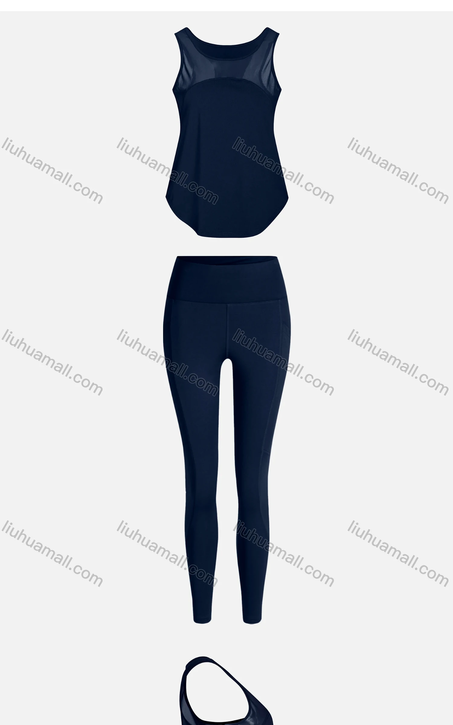 Wholesale Women's Sporty Breathable Mesh Quick Dry Letter Tank Top & Seamless Leggings 2 Piece Yoga Workout Outfits 1008#&1017# - Liuhuamall