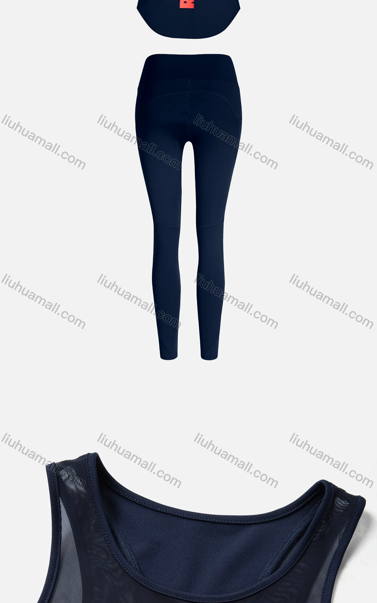 Wholesale Women's Sporty Breathable Mesh Quick Dry Letter Tank Top & Seamless Leggings 2 Piece Yoga Workout Outfits 1008#&1017# - Liuhuamall