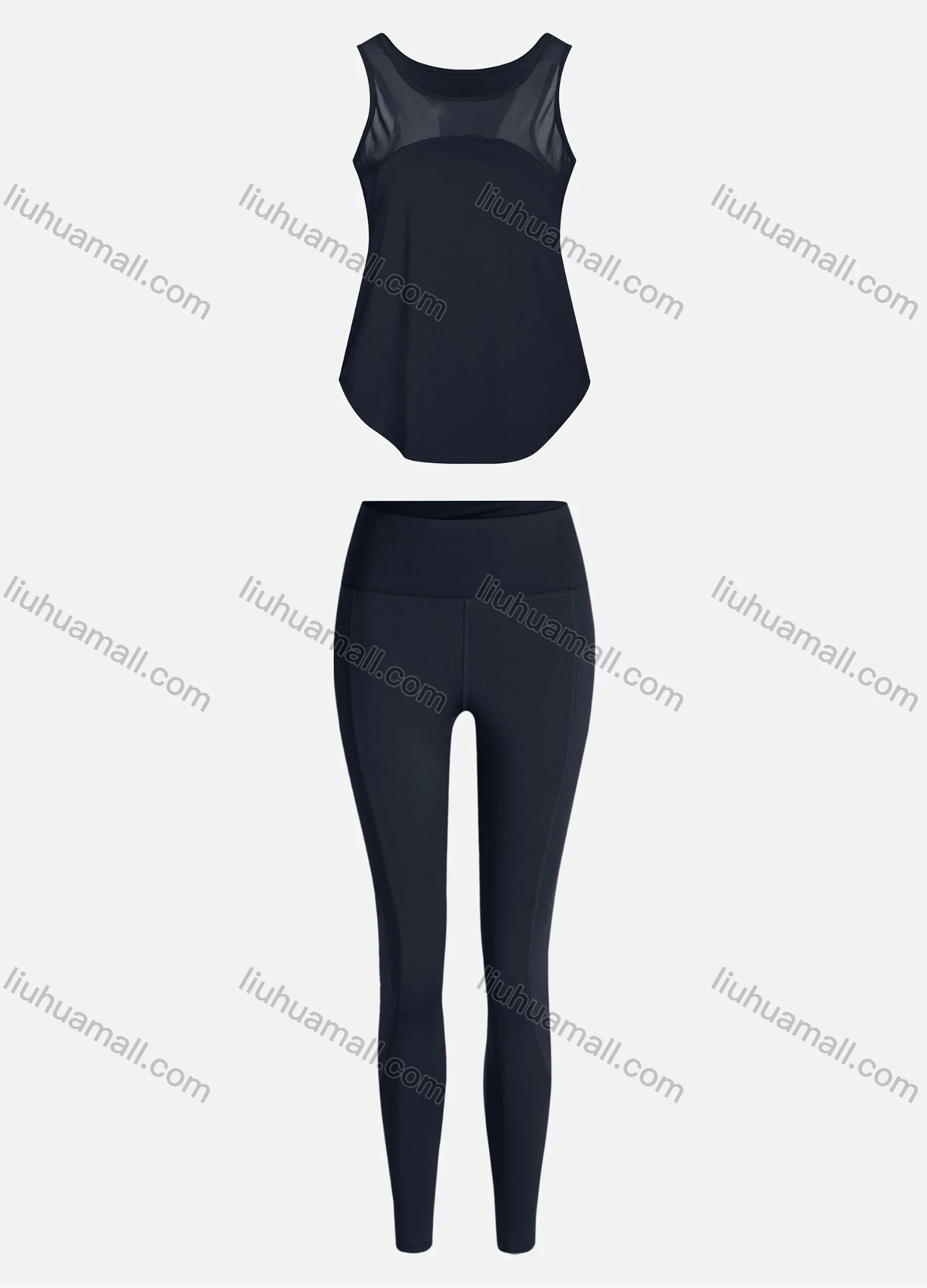 Wholesale Women's Sporty Breathable Mesh Quick Dry Letter Tank Top & Seamless Leggings 2 Piece Yoga Workout Outfits 1008#&1017# - Liuhuamall