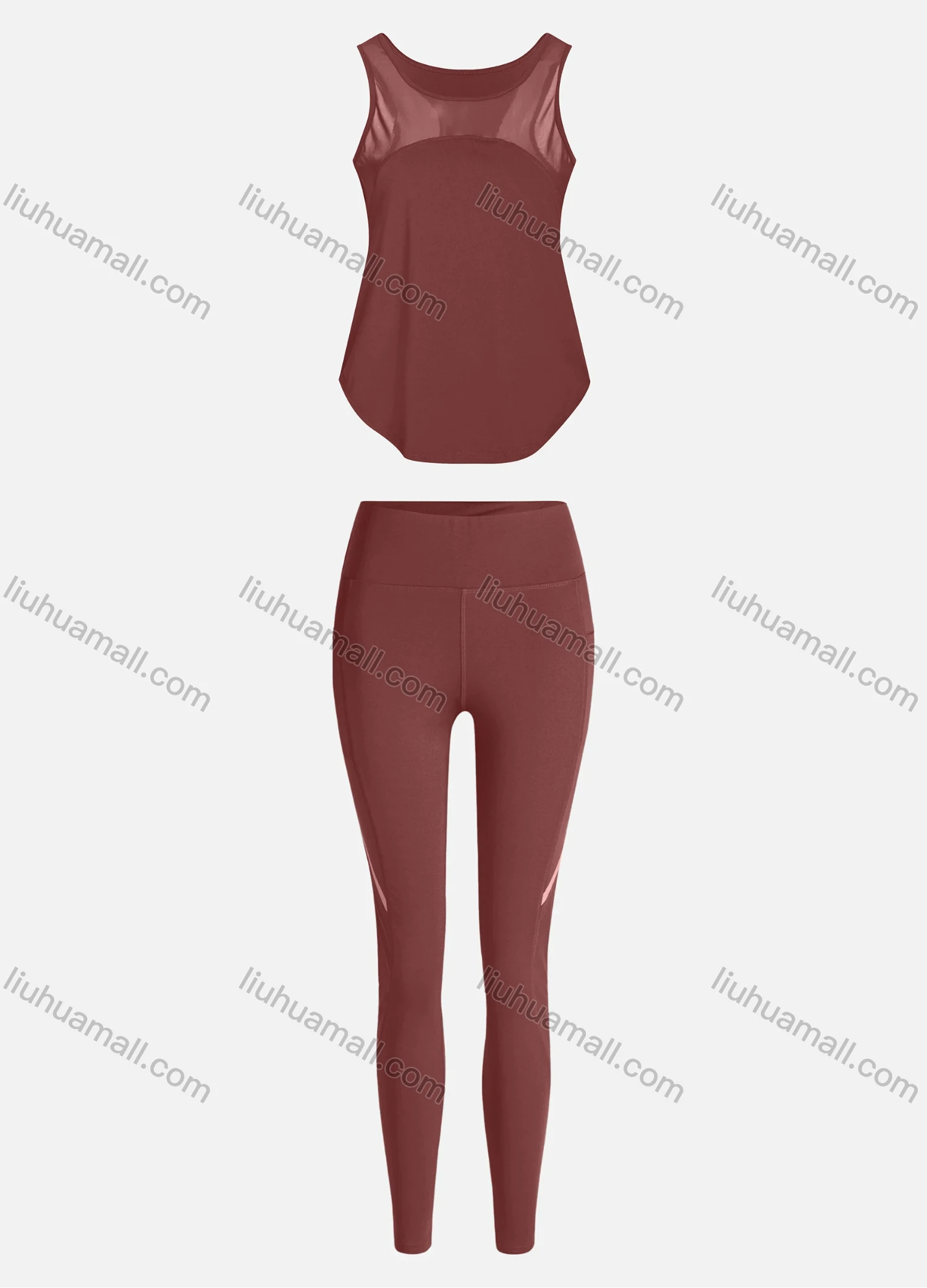 Wholesale Women's Sporty Breathable Mesh Quick Dry Letter Tank Top & Seamless Leggings 2 Piece Yoga Workout Outfits 1006#&1017# - Liuhuamall