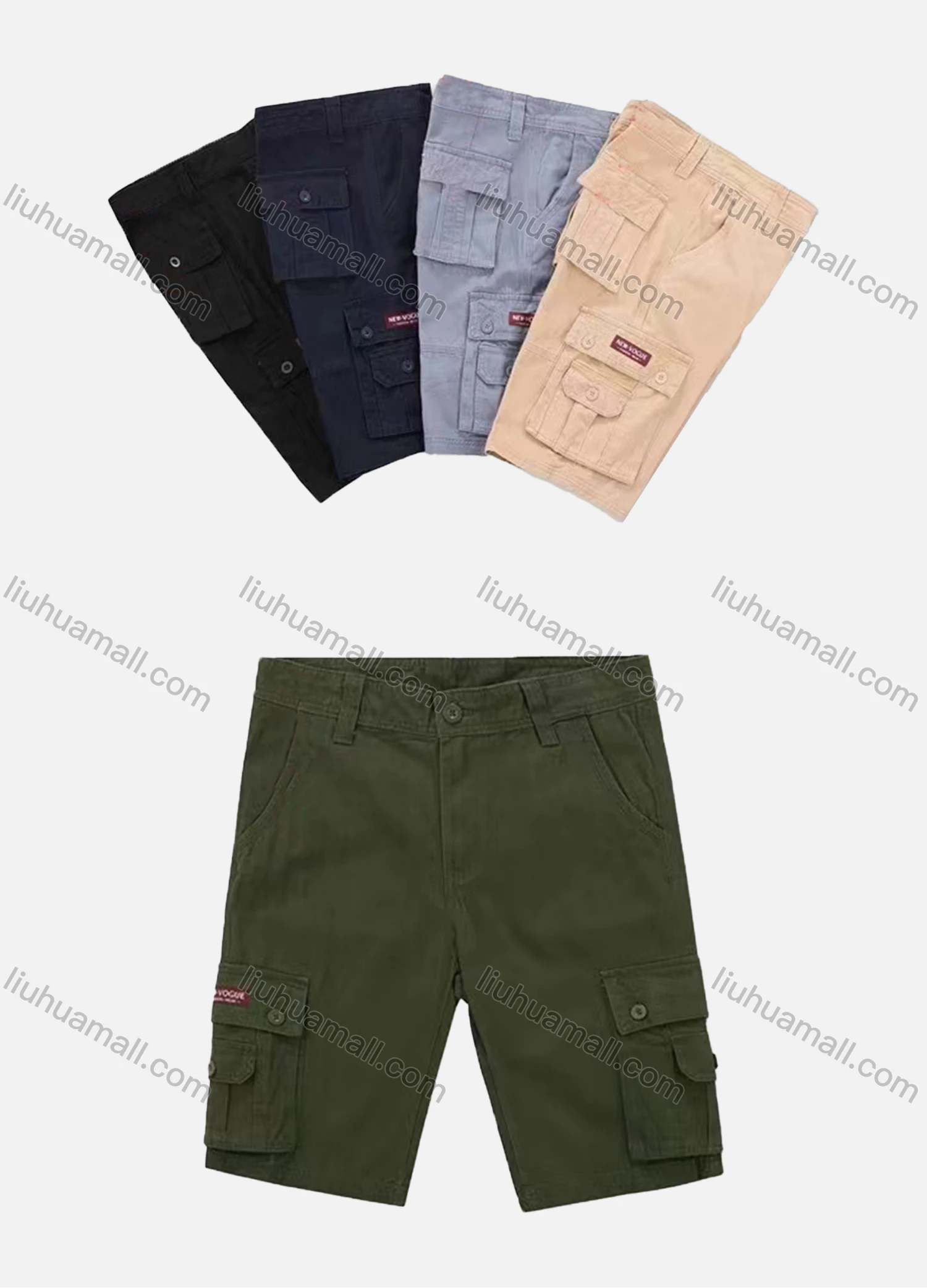 Wholesale Men's Casual Plain Multiple Flap Pockets Shorts 95555# - Liuhuamall