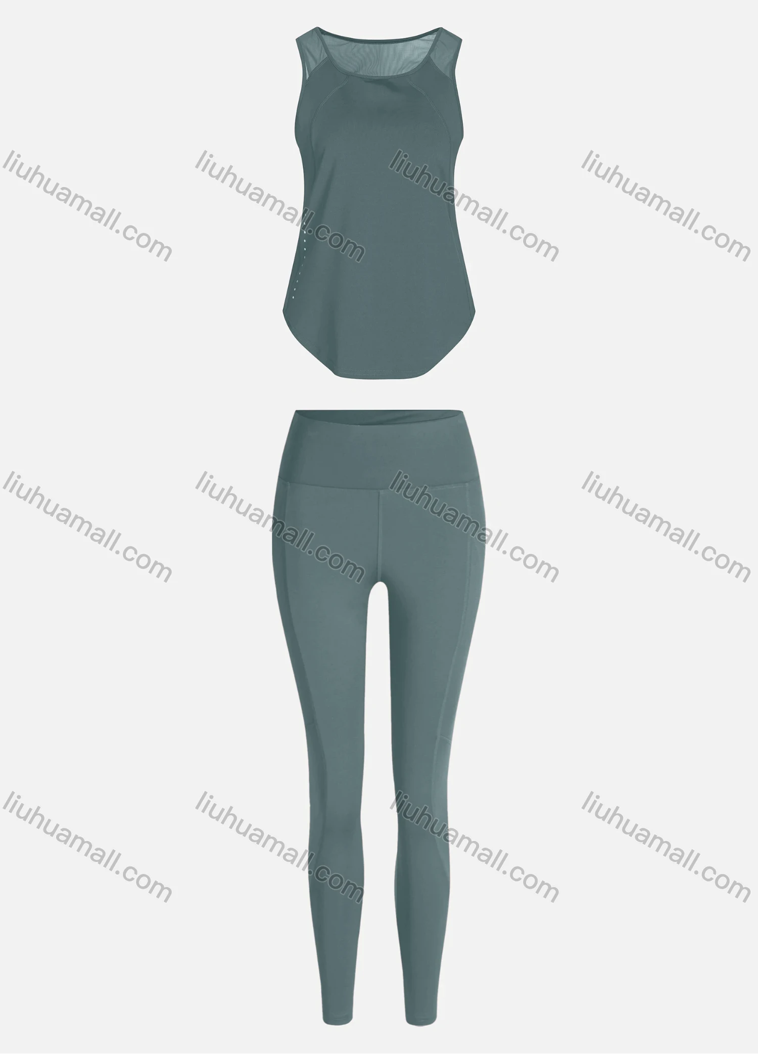 Wholesale Women's Sporty Breathable Mesh Quick Dry Plain Tank Top & Seamless Leggings 2 Piece Yoga Workout Outfits 1009#&1016# - Liuhuamall