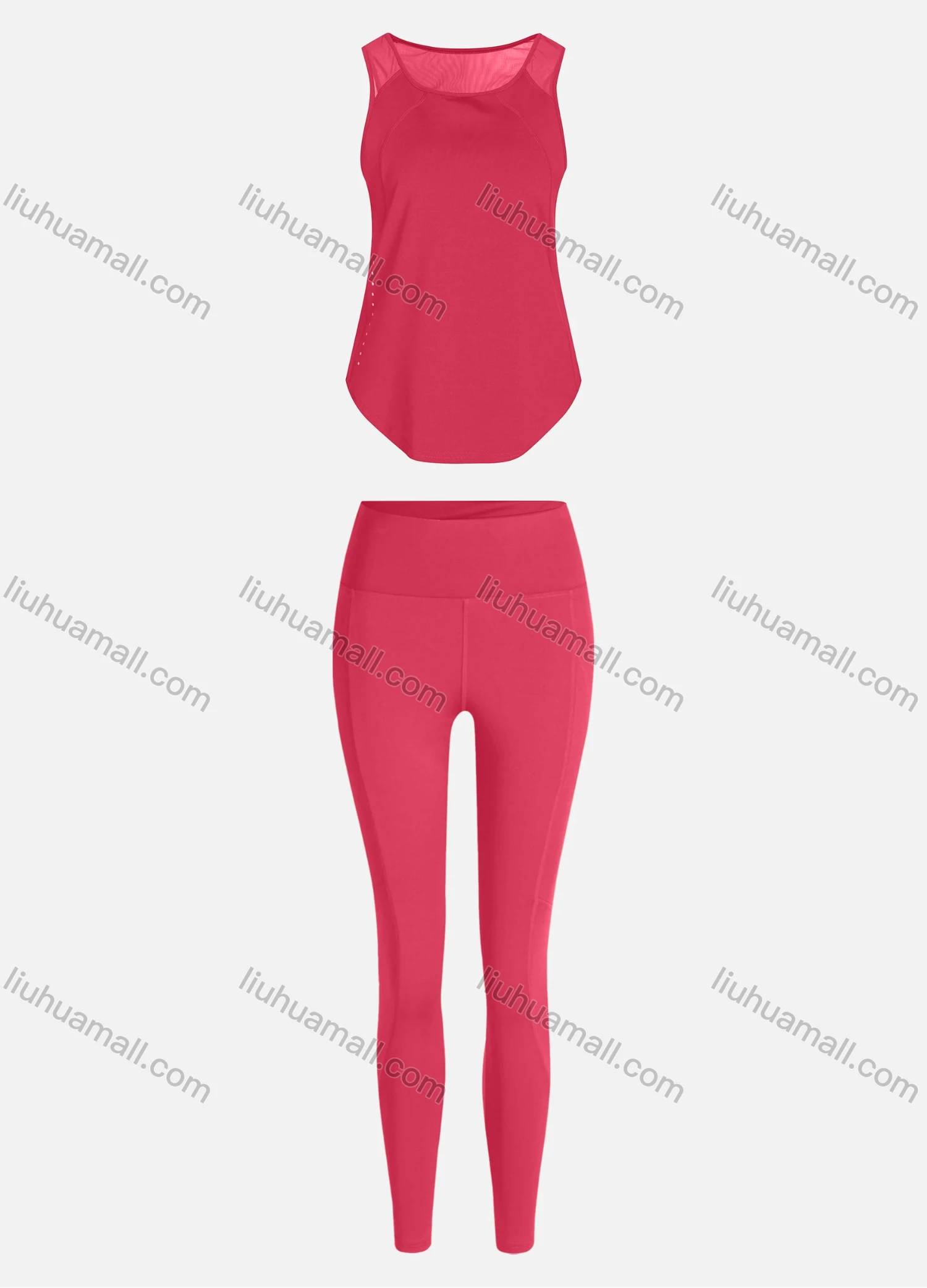 Wholesale Women's Sporty Breathable Mesh Quick Dry Plain Tank Top & Seamless Leggings 2 Piece Yoga Workout Outfits 1009#&1016# - Liuhuamall