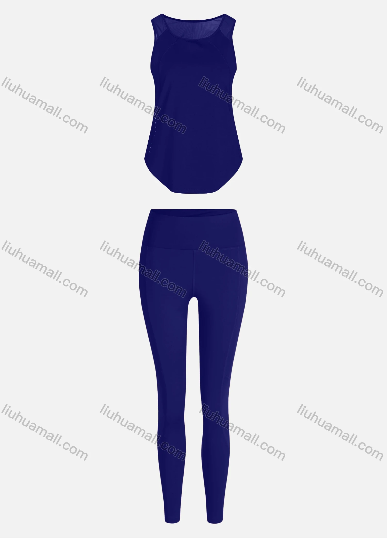 Wholesale Women's Sporty Breathable Mesh Quick Dry Plain Tank Top & Seamless Leggings 2 Piece Yoga Workout Outfits 1009#&1016# - Liuhuamall