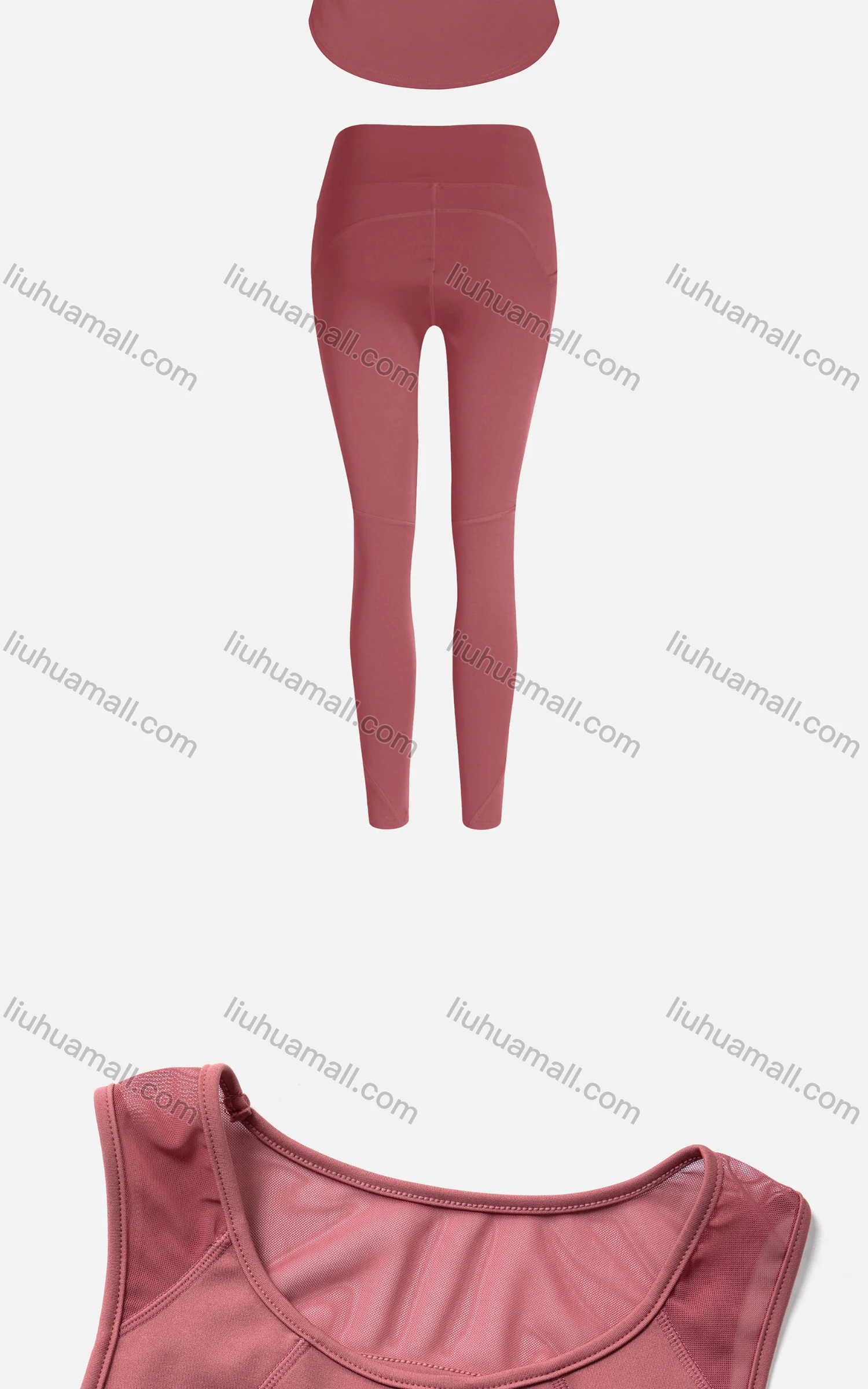 Wholesale Women's Sporty Breathable Mesh Quick Dry Plain Tank Top & Seamless Leggings 2 Piece Yoga Workout Outfits 1009#&1016# - Liuhuamall