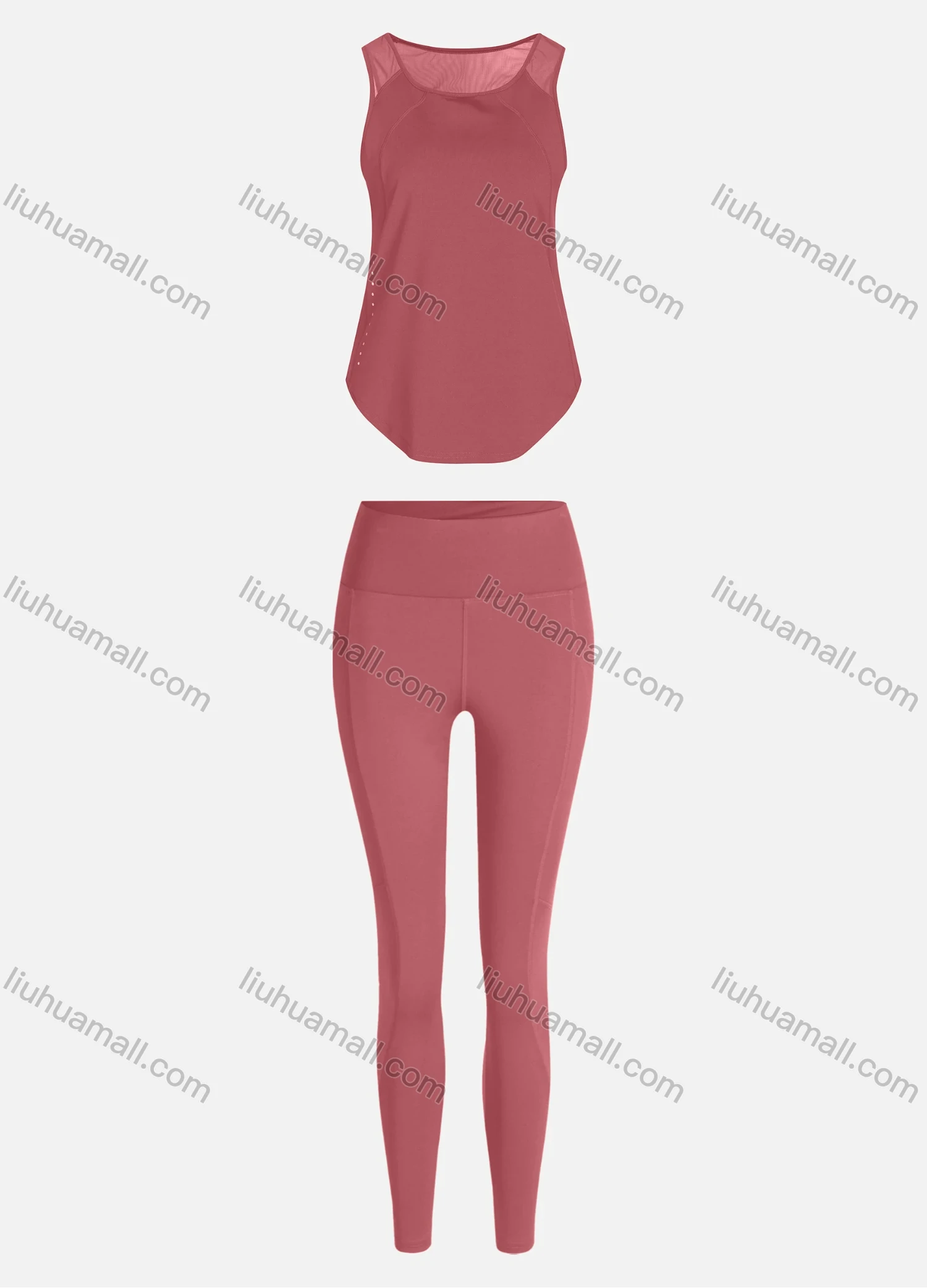 Wholesale Women's Sporty Breathable Mesh Quick Dry Plain Tank Top & Seamless Leggings 2 Piece Yoga Workout Outfits 1009#&1016# - Liuhuamall