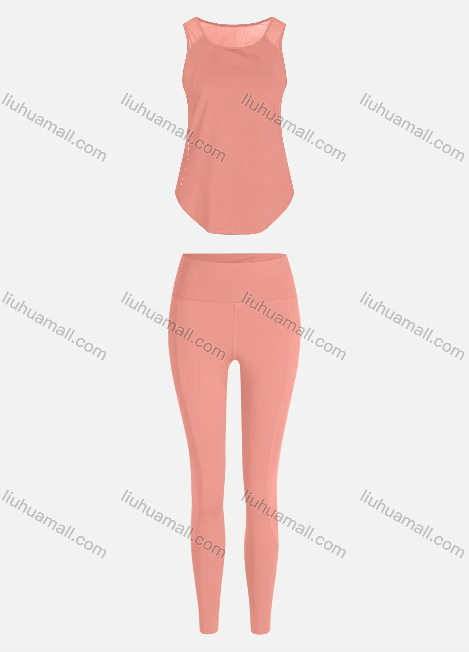 Wholesale Women's Sporty Breathable Mesh Quick Dry Plain Tank Top & Seamless Leggings 2 Piece Yoga Workout Outfits 1009#&1016# - Liuhuamall