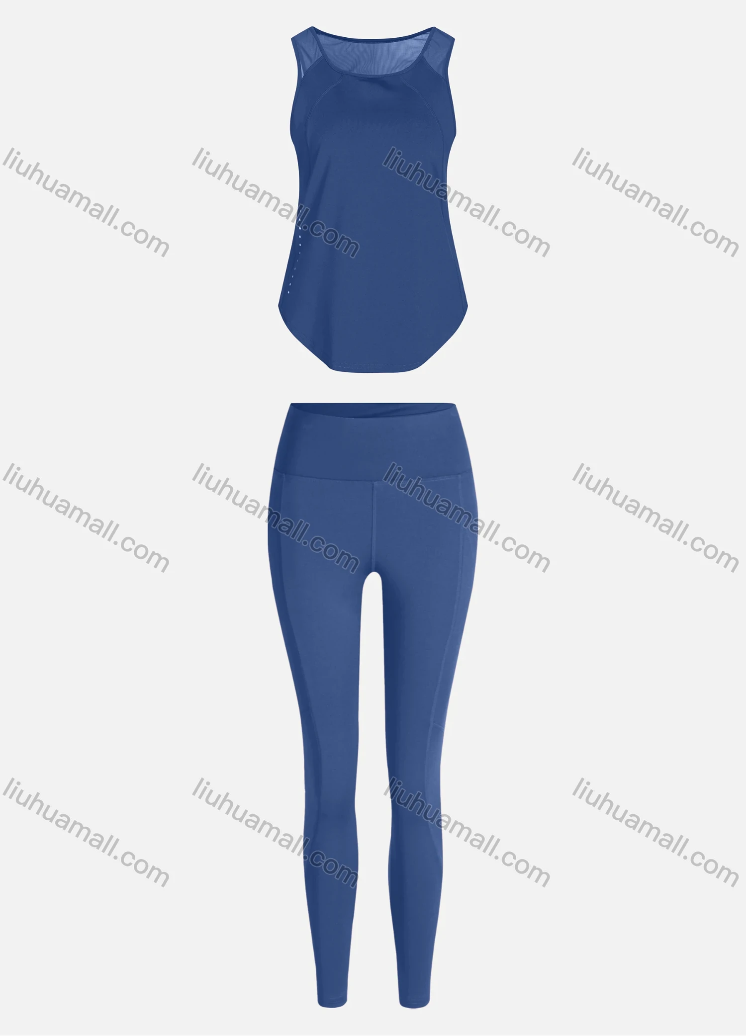 Wholesale Women's Sporty Breathable Mesh Quick Dry Plain Tank Top & Seamless Leggings 2 Piece Yoga Workout Outfits 1009#&1016# - Liuhuamall
