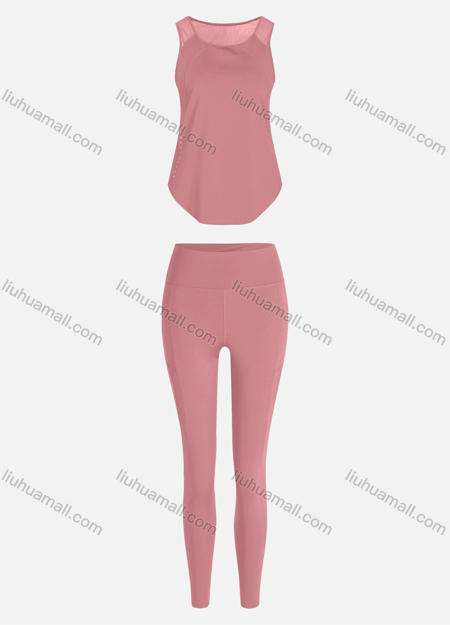 Wholesale Women's Sporty Breathable Mesh Quick Dry Plain Tank Top & Seamless Leggings 2 Piece Yoga Workout Outfits 1008#&1016# - Liuhuamall
