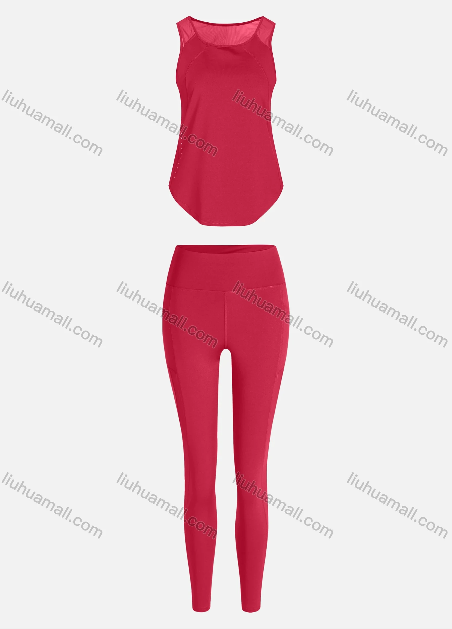 Wholesale Women's Sporty Breathable Mesh Quick Dry Plain Tank Top & Seamless Leggings 2 Piece Yoga Workout Outfits 1008#&1016# - Liuhuamall