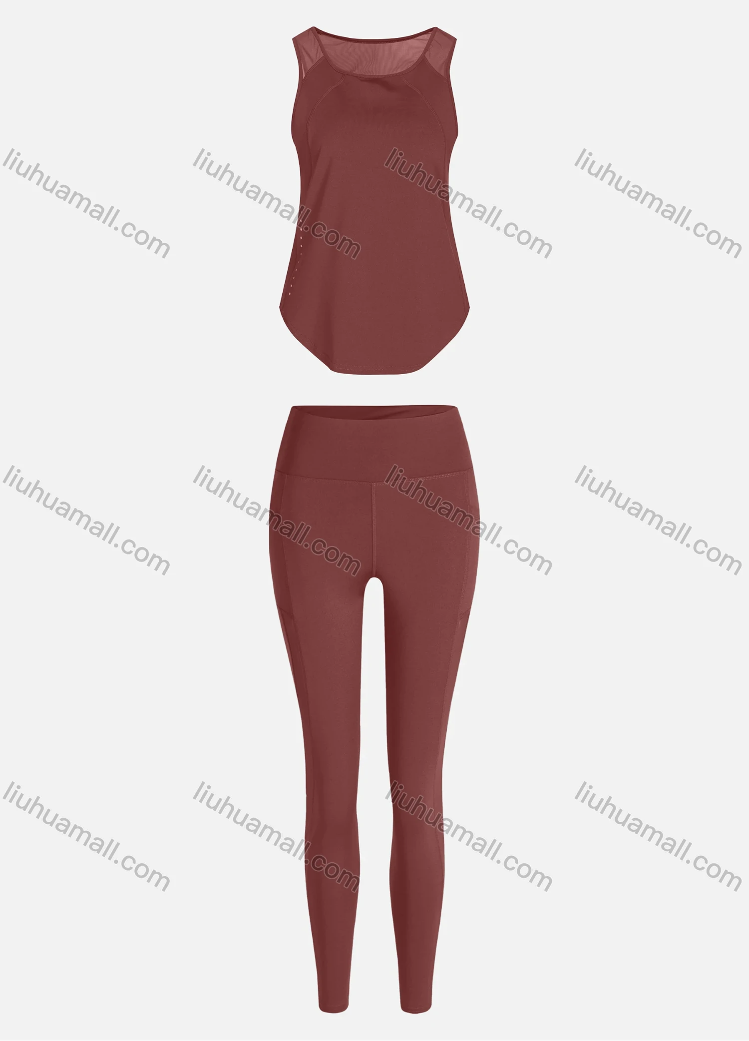Wholesale Women's Sporty Breathable Mesh Quick Dry Plain Tank Top & Seamless Leggings 2 Piece Yoga Workout Outfits 1008#&1016# - Liuhuamall