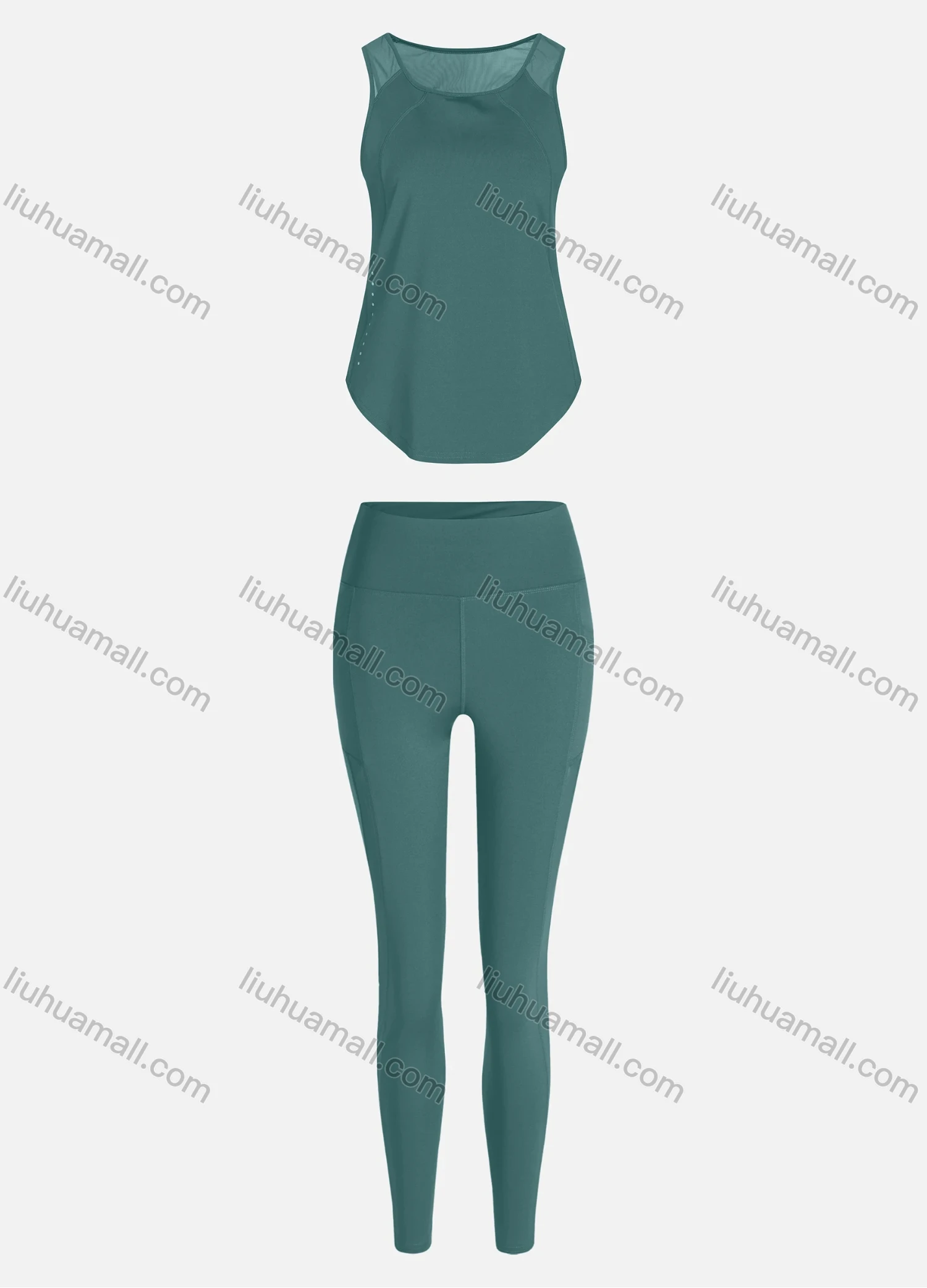 Wholesale Women's Sporty Breathable Mesh Quick Dry Plain Tank Top & Seamless Leggings 2 Piece Yoga Workout Outfits 1008#&1016# - Liuhuamall