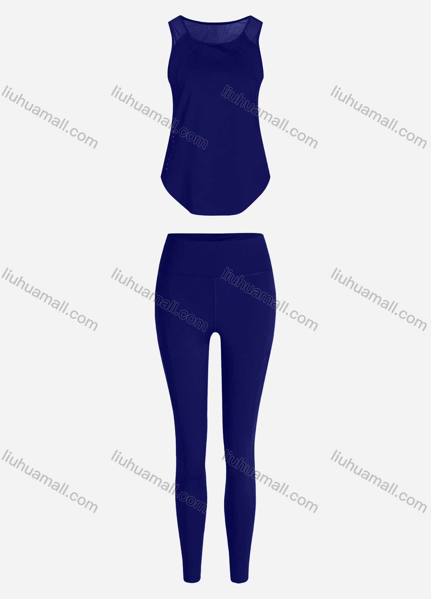 Wholesale Women's Sporty Breathable Mesh Quick Dry Plain Tank Top & Seamless Leggings 2 Piece Yoga Workout Outfits 1008#&1016# - Liuhuamall