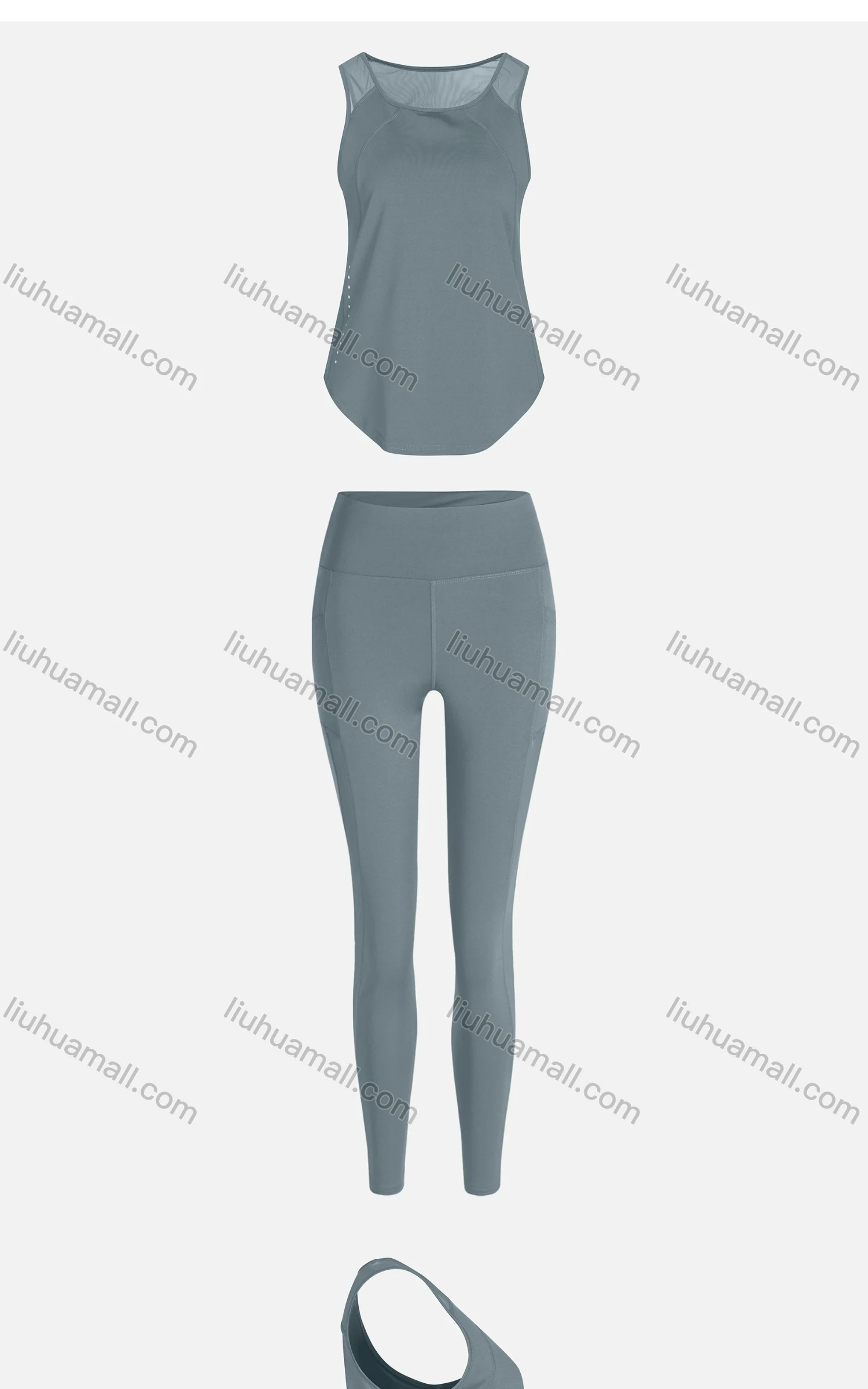 Wholesale Women's Sporty Breathable Mesh Quick Dry Plain Tank Top & Seamless Leggings 2 Piece Yoga Workout Outfits 1008#&1016# - Liuhuamall
